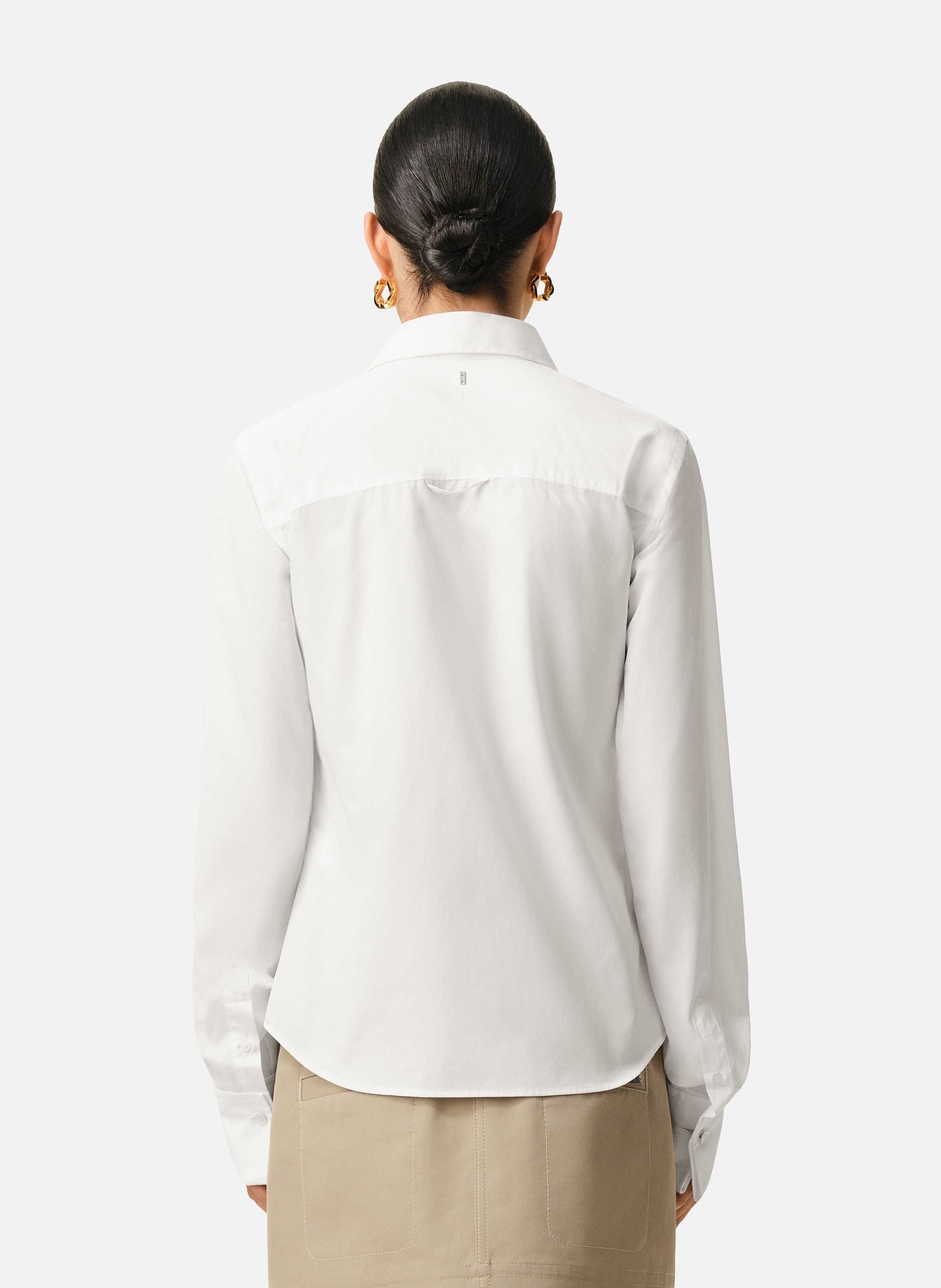 Chemise ajustée col en pointe en soie mélangée AMI PARIS Blanc