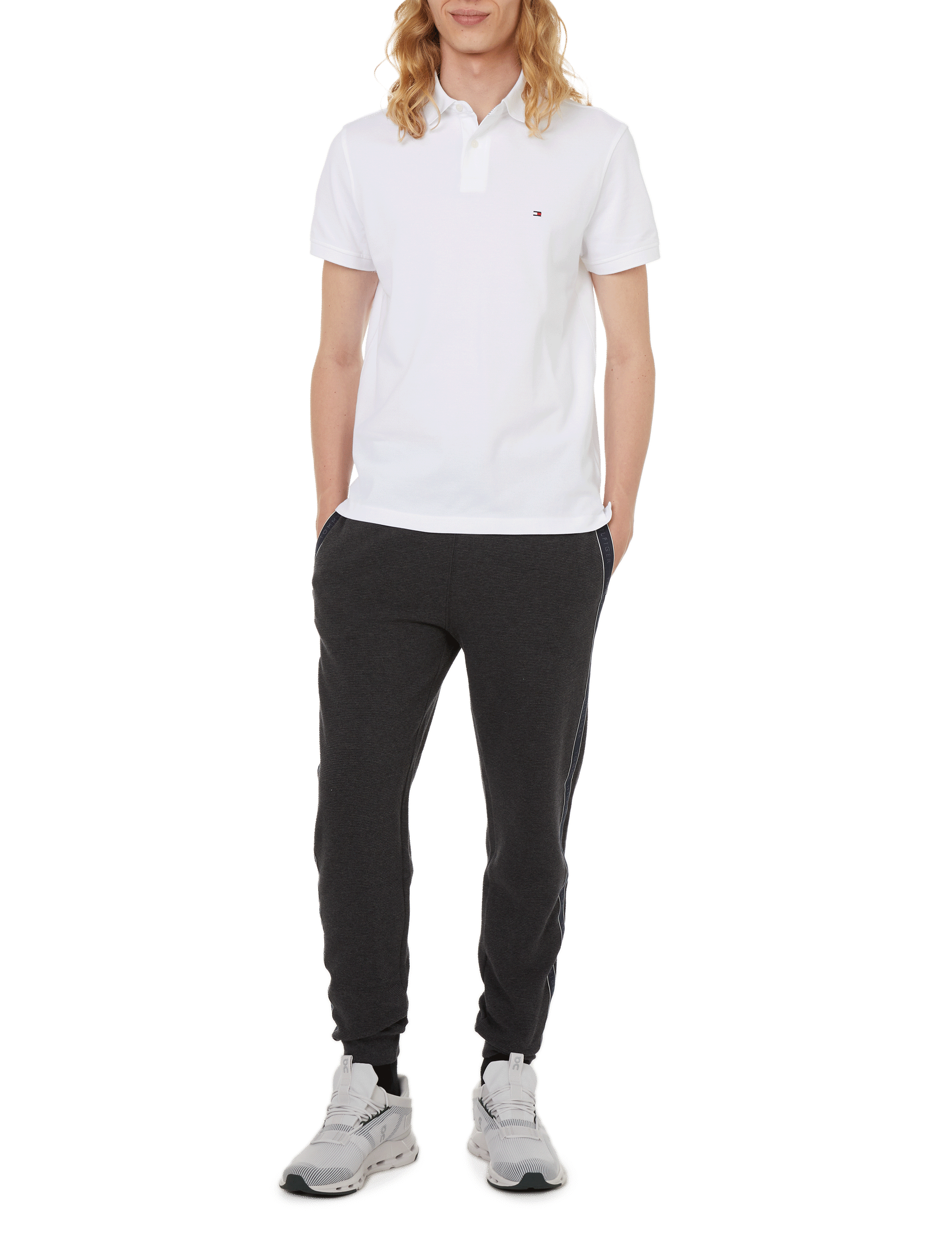 Straight-fit cotton piqué shirt TOMMY HILFIGER White