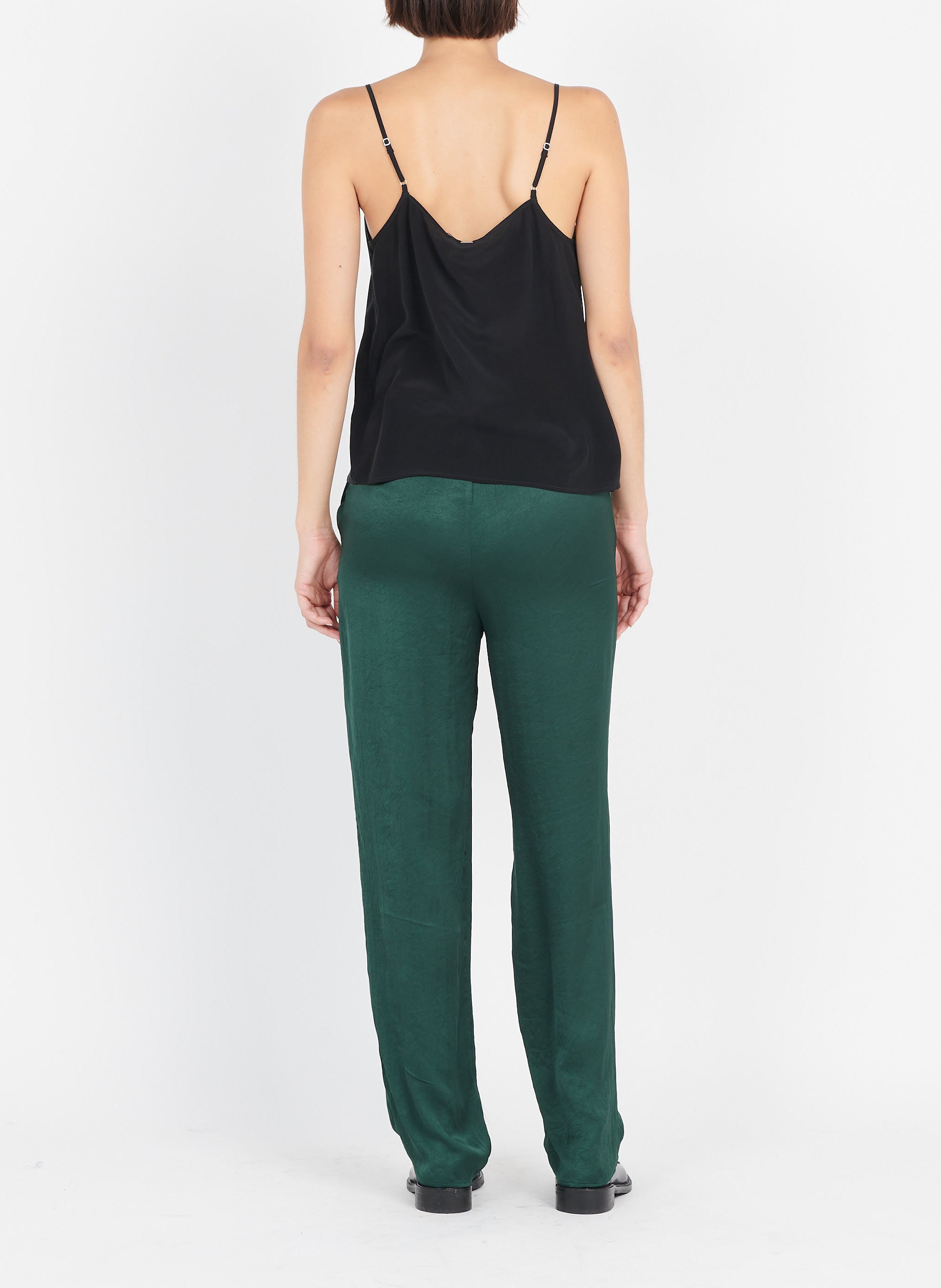 Caraco col v à bretelles en soie IKKS Noir