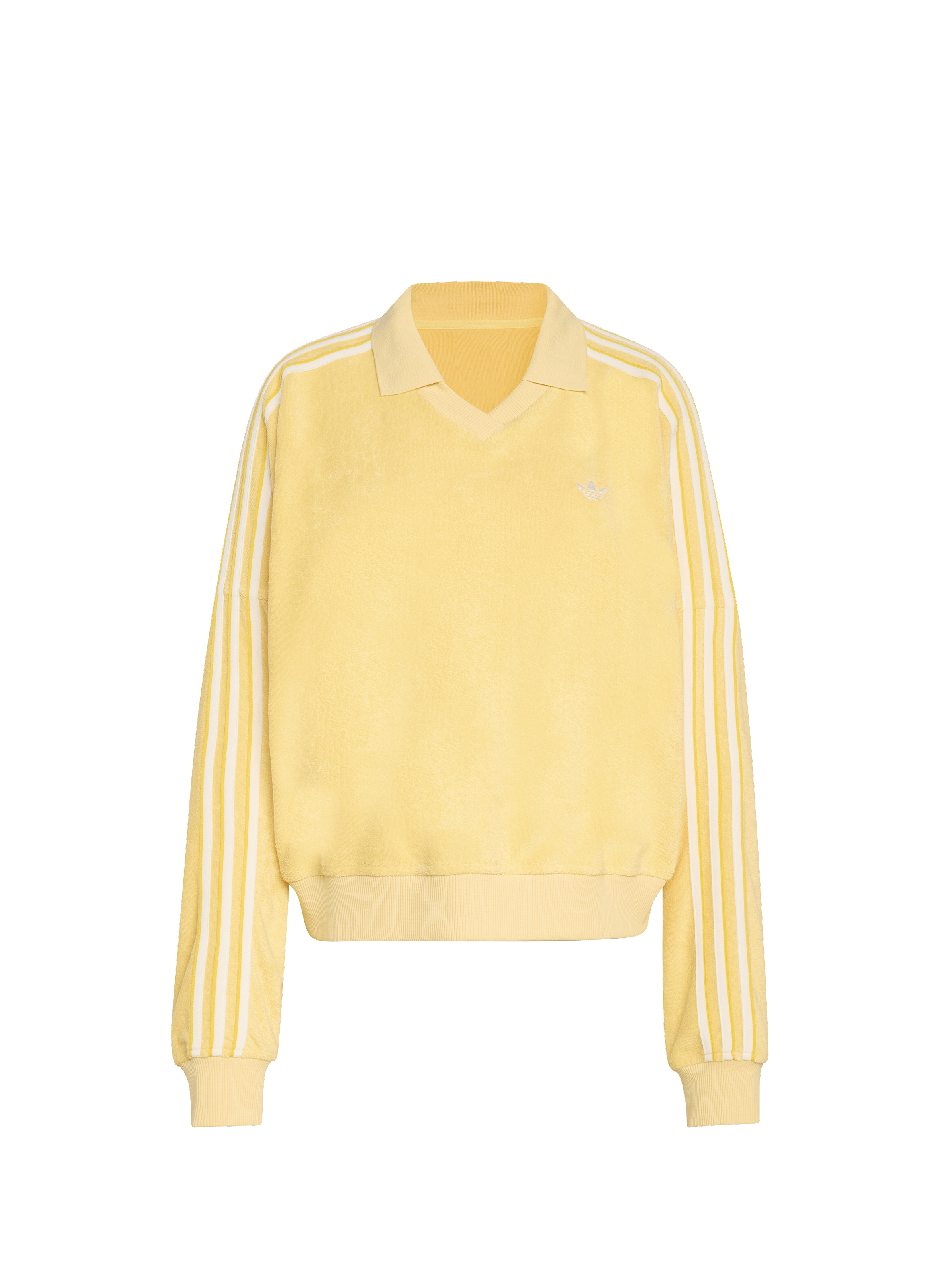 Polo with V-neck and long sleeves in terry cloth ADIDAS Yellow