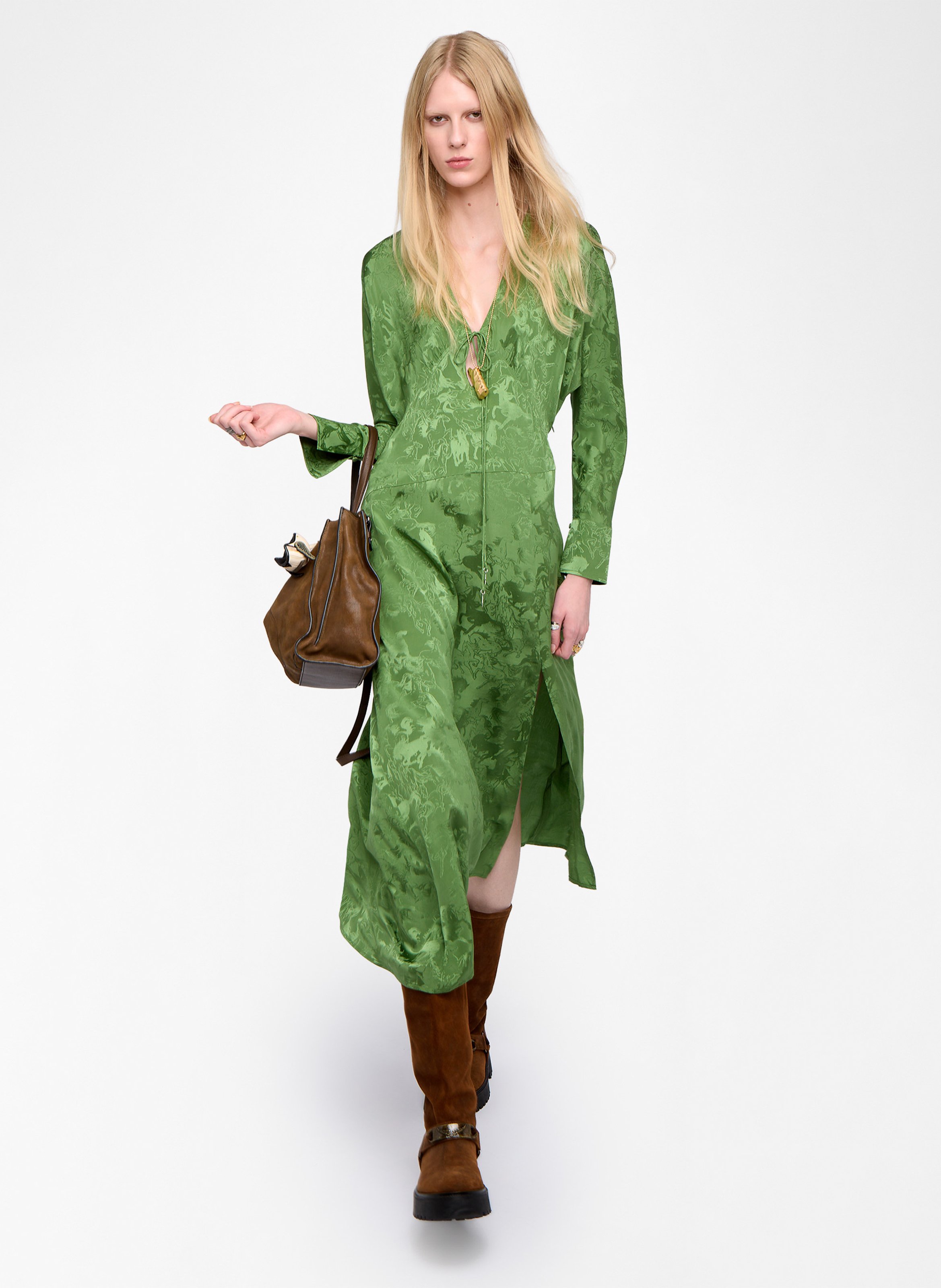 Robe midi col v rouna ZADIG&VOLTAIRE Vert