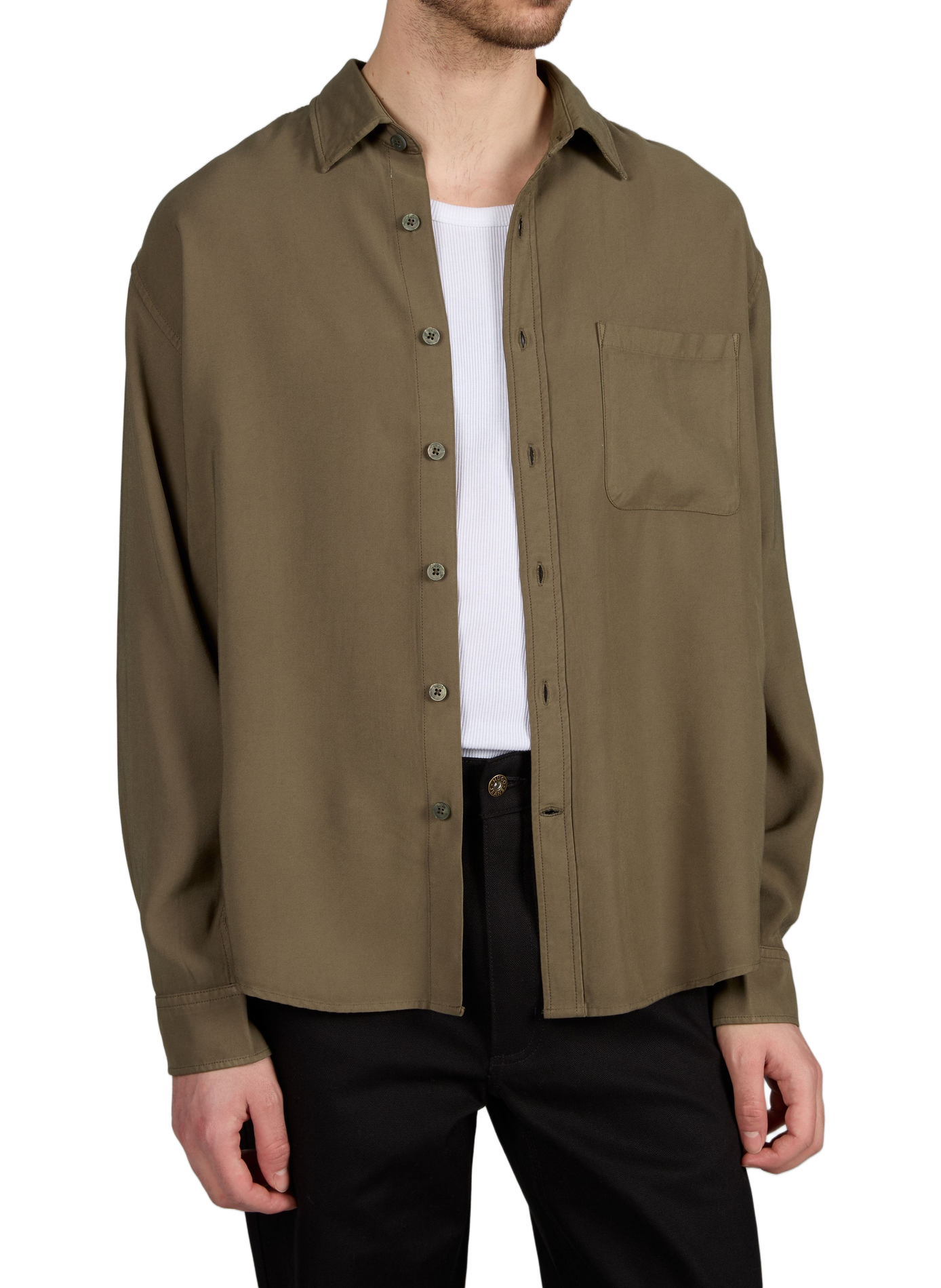 Solid shirt with classic collar NN.07 Khaki