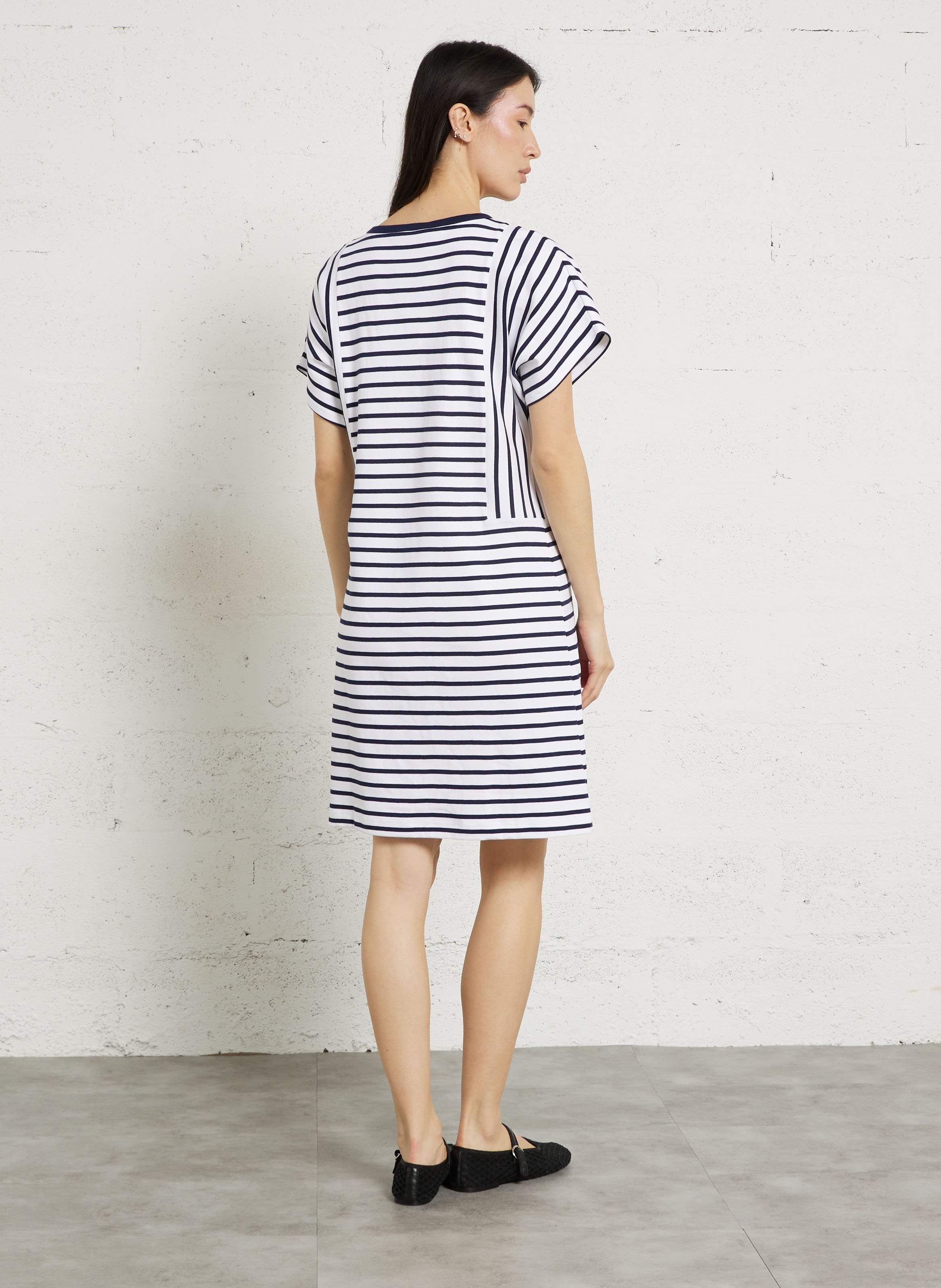 Robe courte col rond en coton rayé heritage ARMOR-LUX Blanc