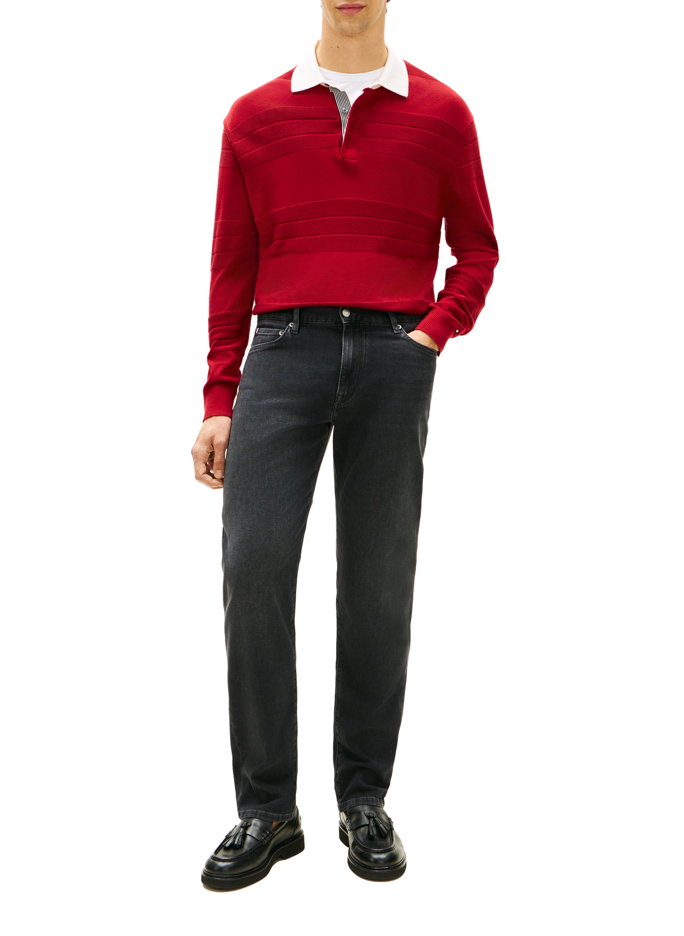 Cotton-blend slim-fit jeans TOMMY HILFIGER Black