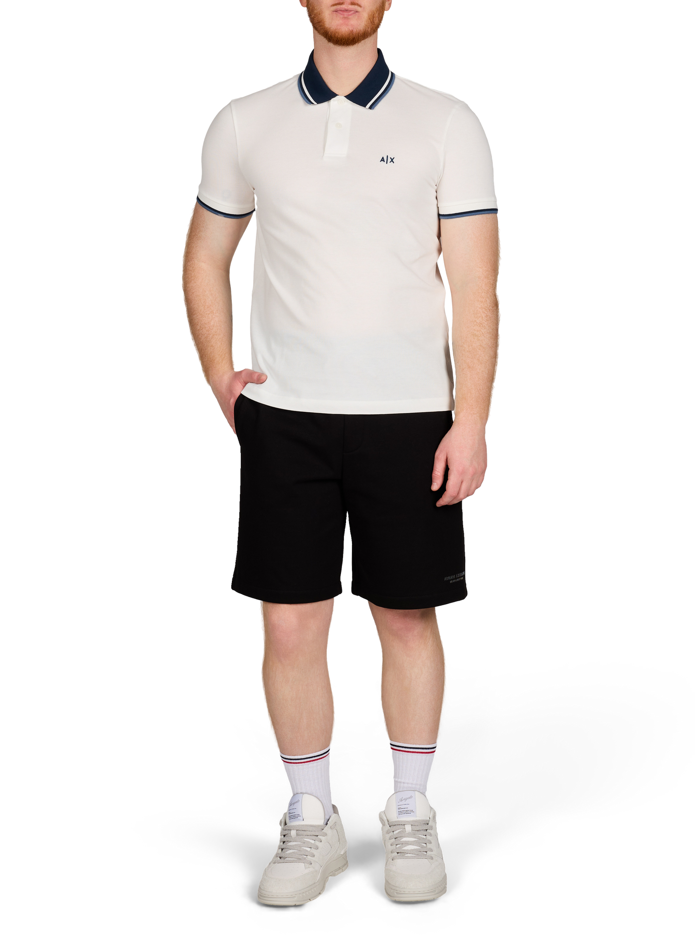 Polo à manches courtes en coton ARMANI EXCHANGE Blanc