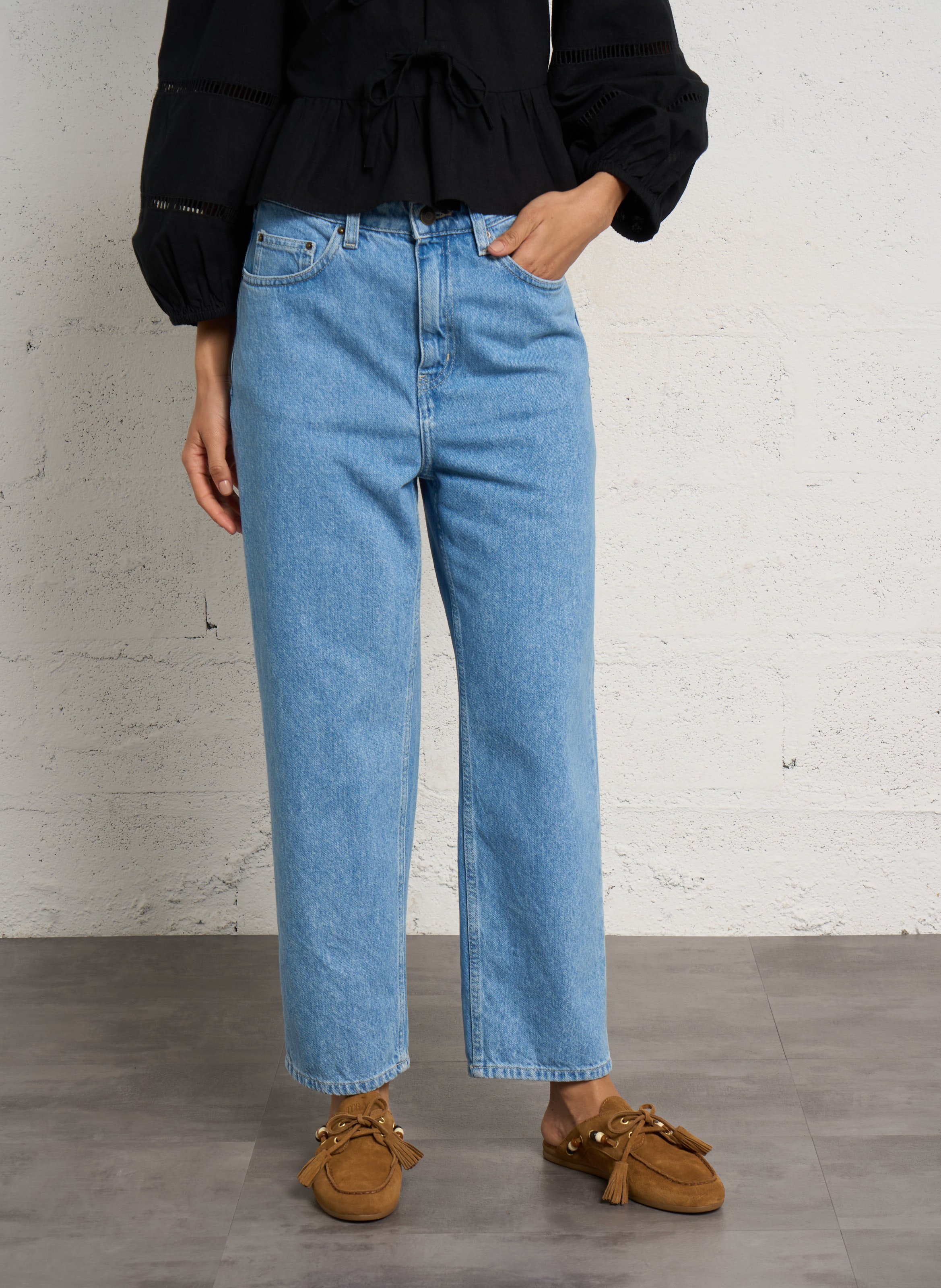 Jean droit en coton et coton recyclé joybird-b AMERICAN VINTAGE Bleu