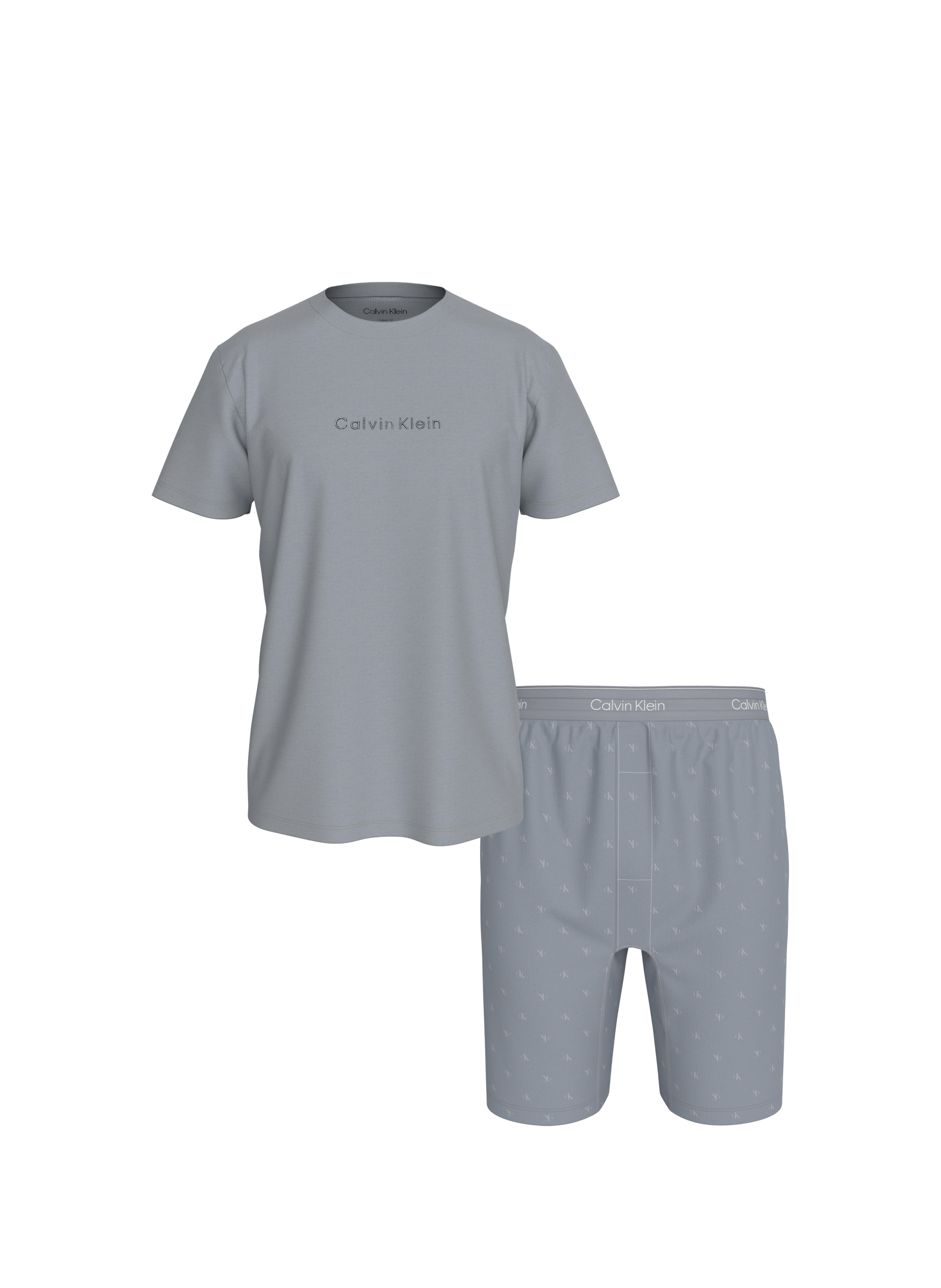 Pijama corto estampado de algodón CALVIN KLEIN Gris