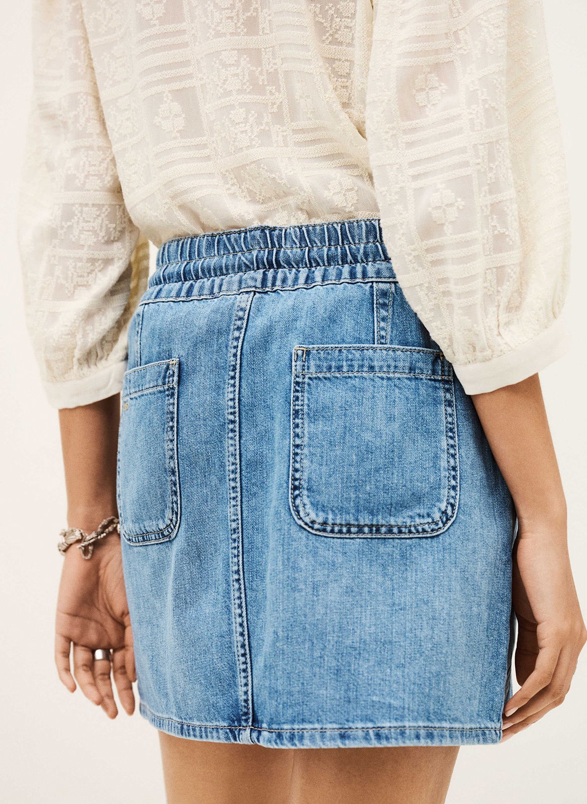 Jupe courte en denim de coton martina BA&SH Bleu