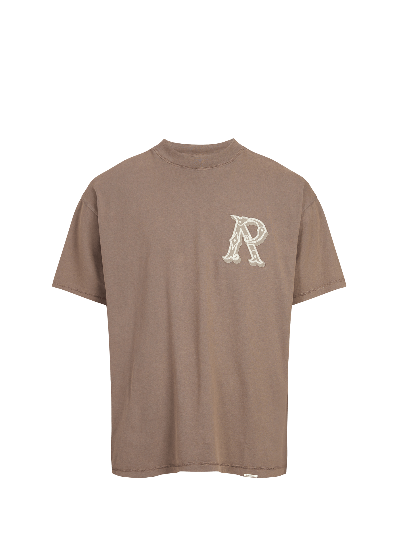 T-shirt brodé en coton REPRESENT Marron