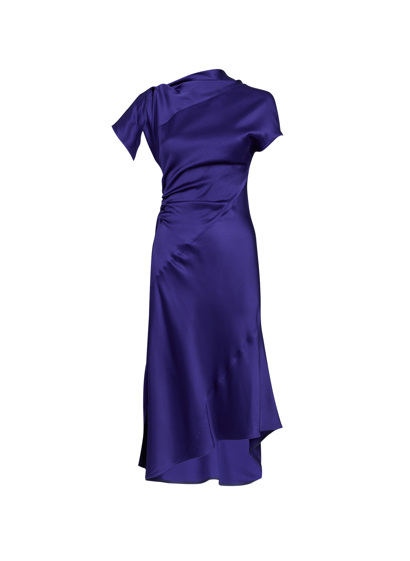 Robe longue asymétrique satinée VICTORIA BECKHAM Violet
