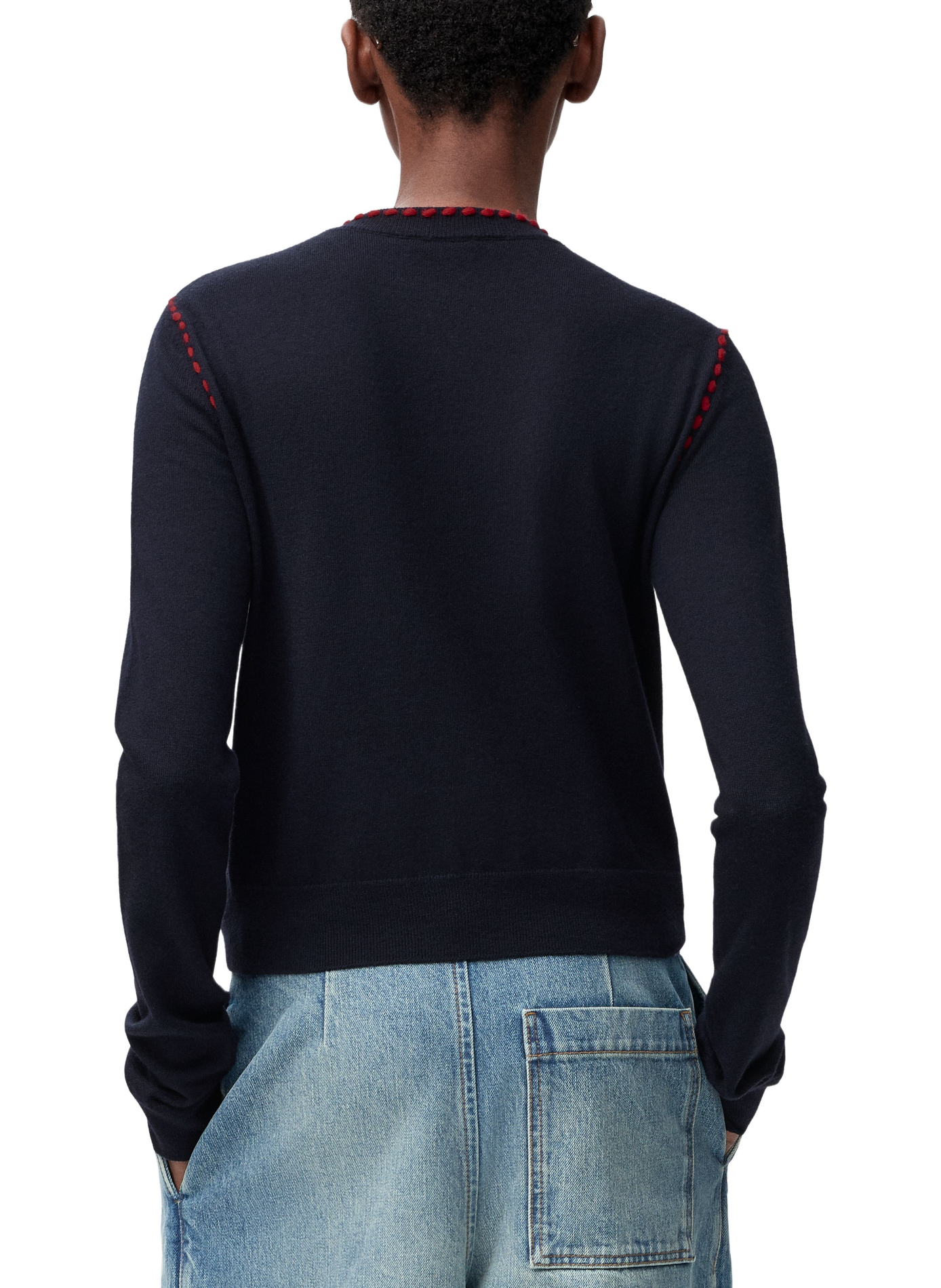 Wool lavallière blouse with embroidered details LOEWE Blue