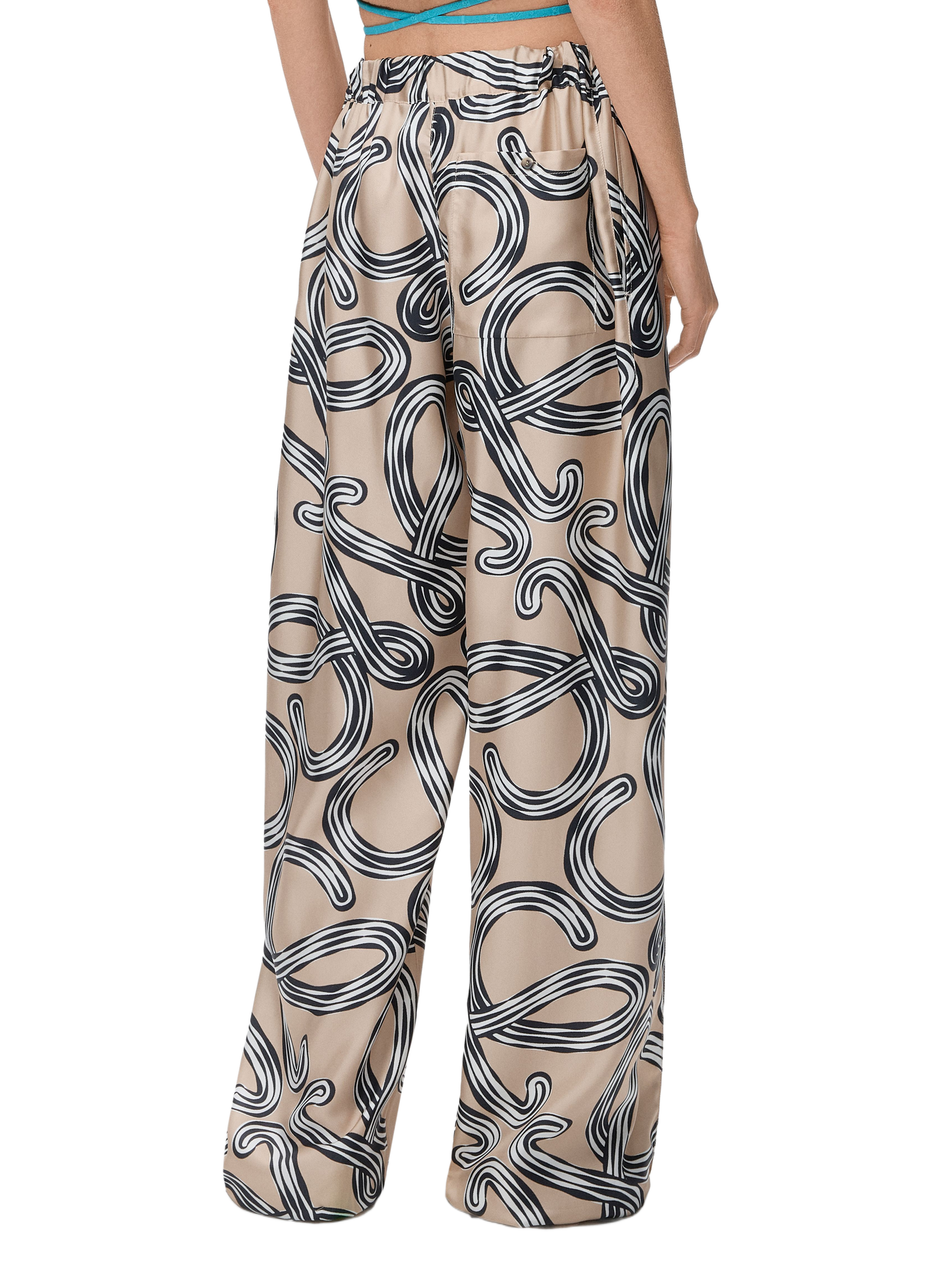Pantalon élastiqué en soie LOEWE Beige