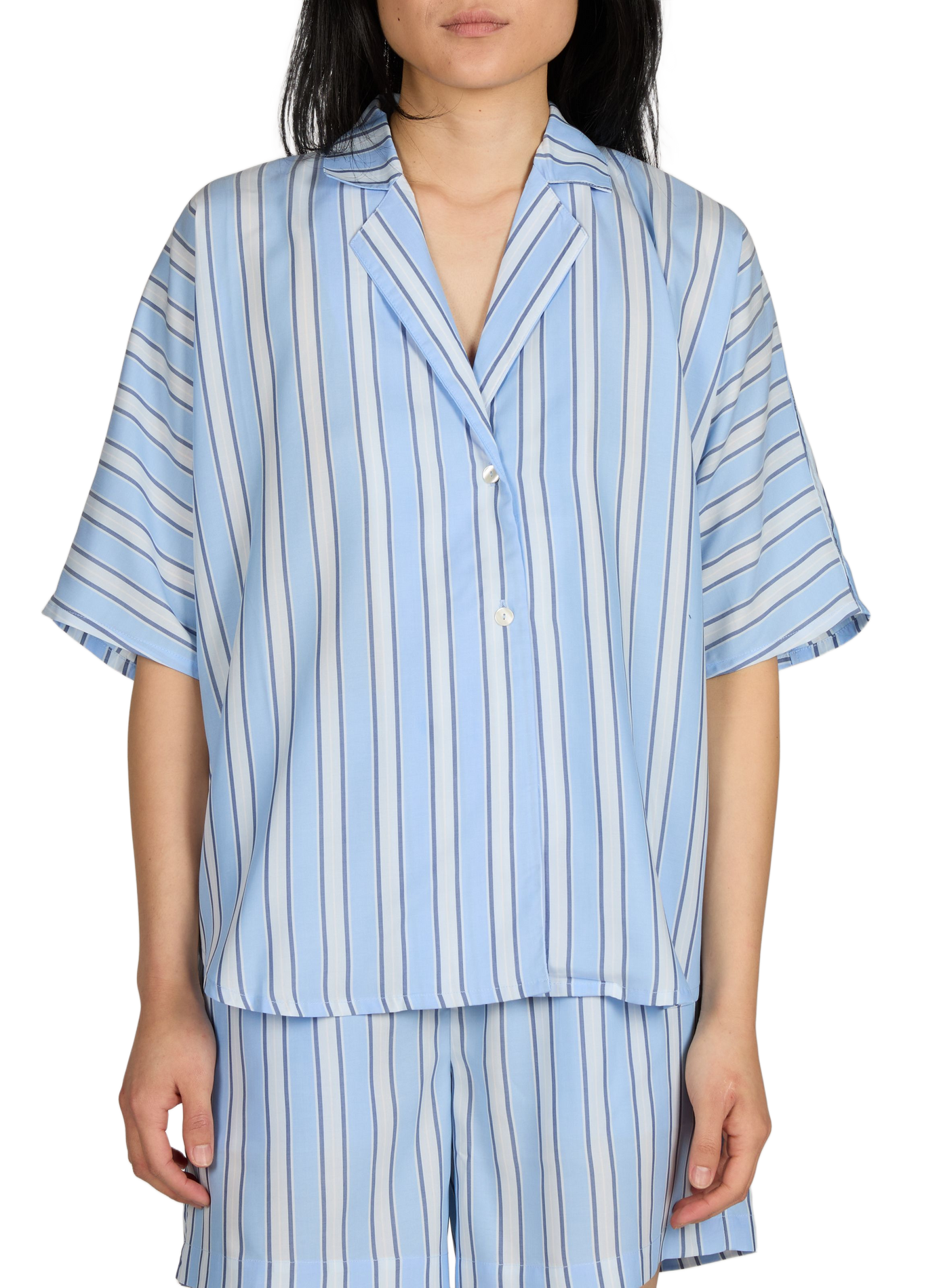 Oversized Striped Pyjama Shirt ANGARDE Blue