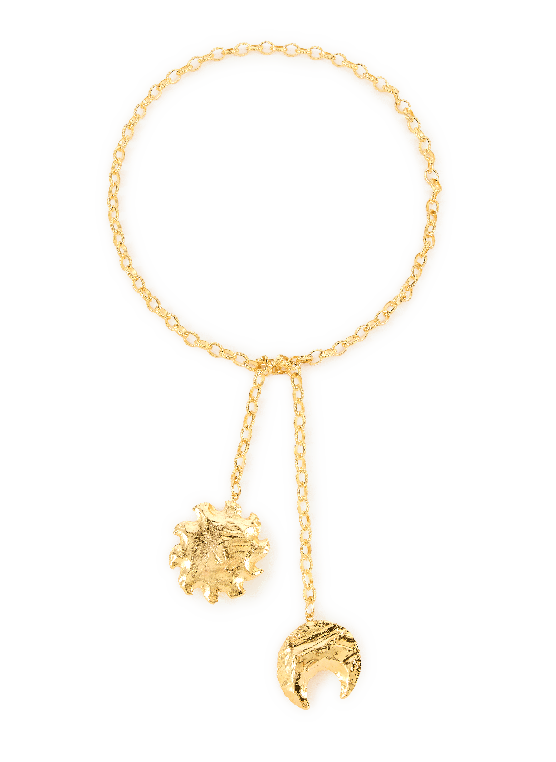 Sol y Luna pendant necklace with sun and moon charms SYLVIA TOLEDANO Golden