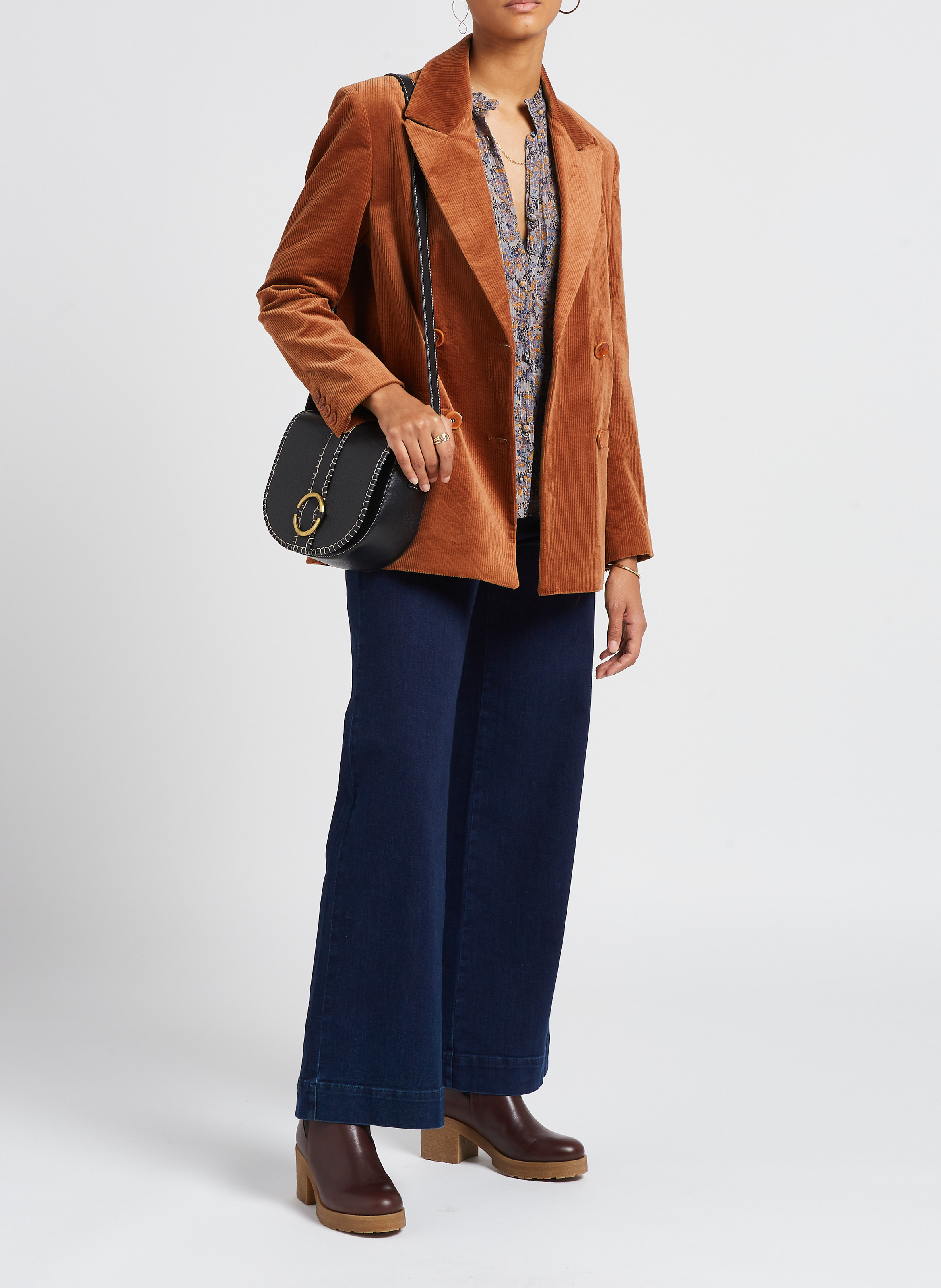 Pantalon flare en denim léger manhattan SESSUN Bleu