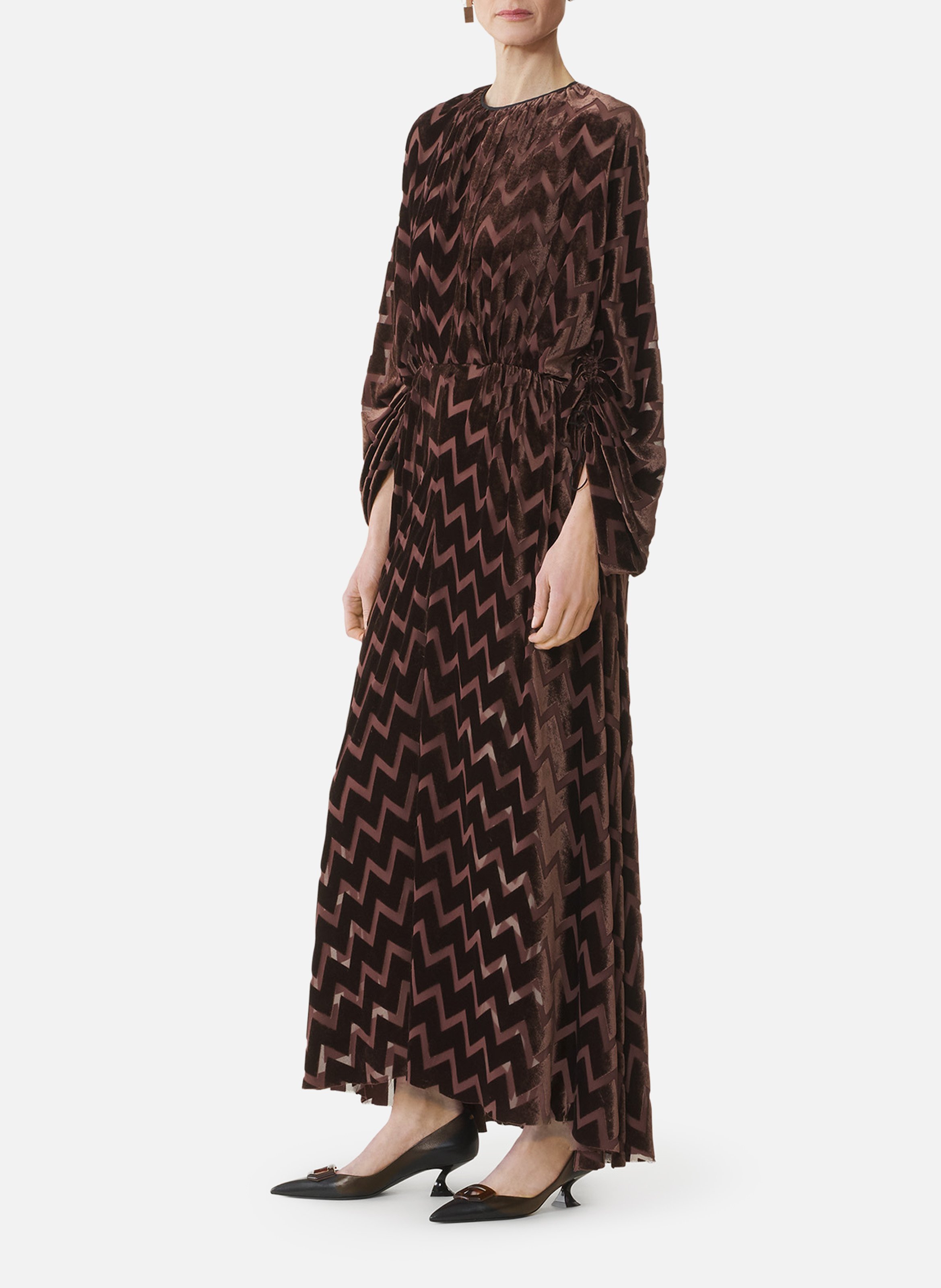 Robe en velours dévoré LANVIN Marron