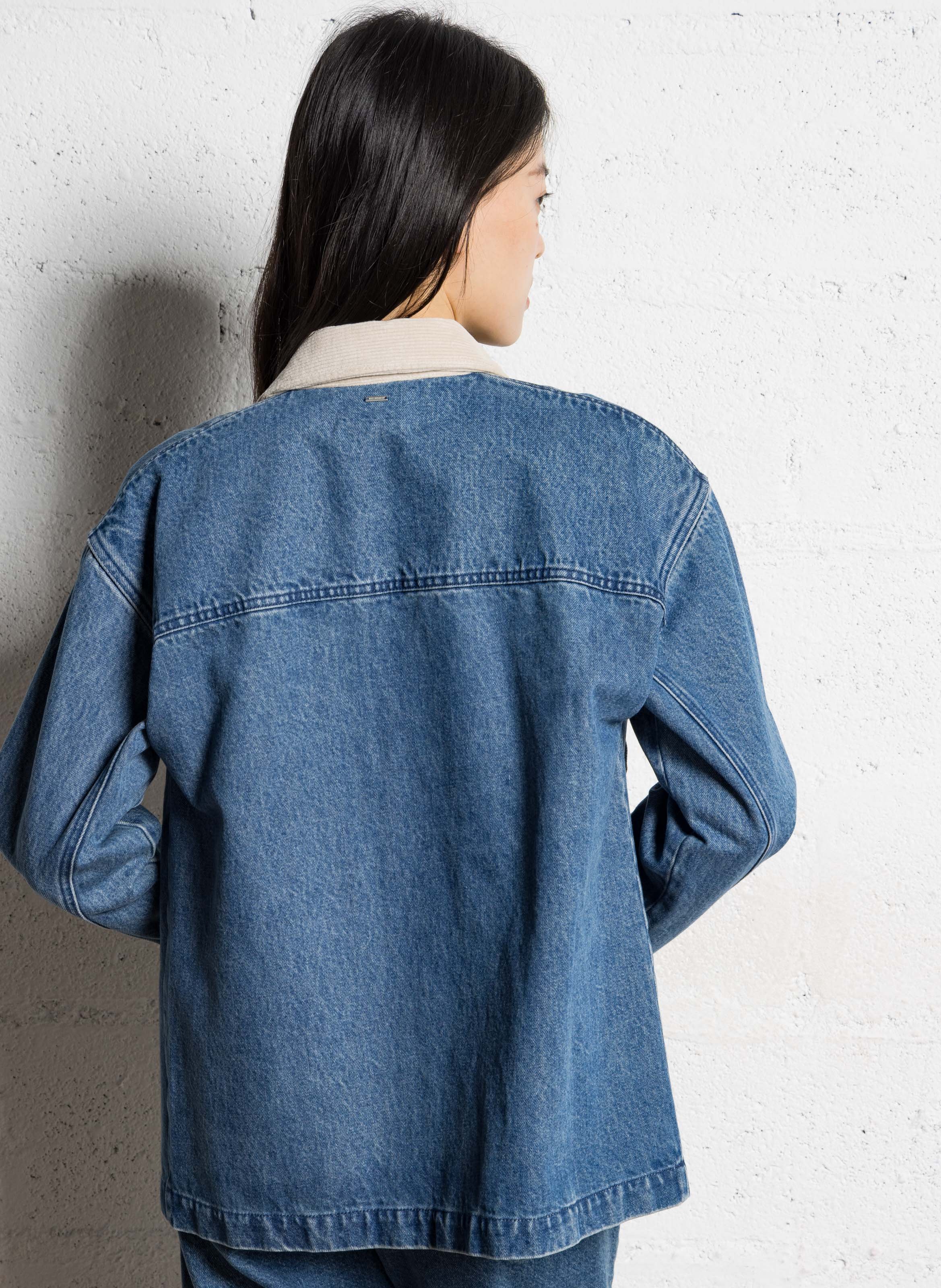 Veste en jean droite en coton IKKS Bleu