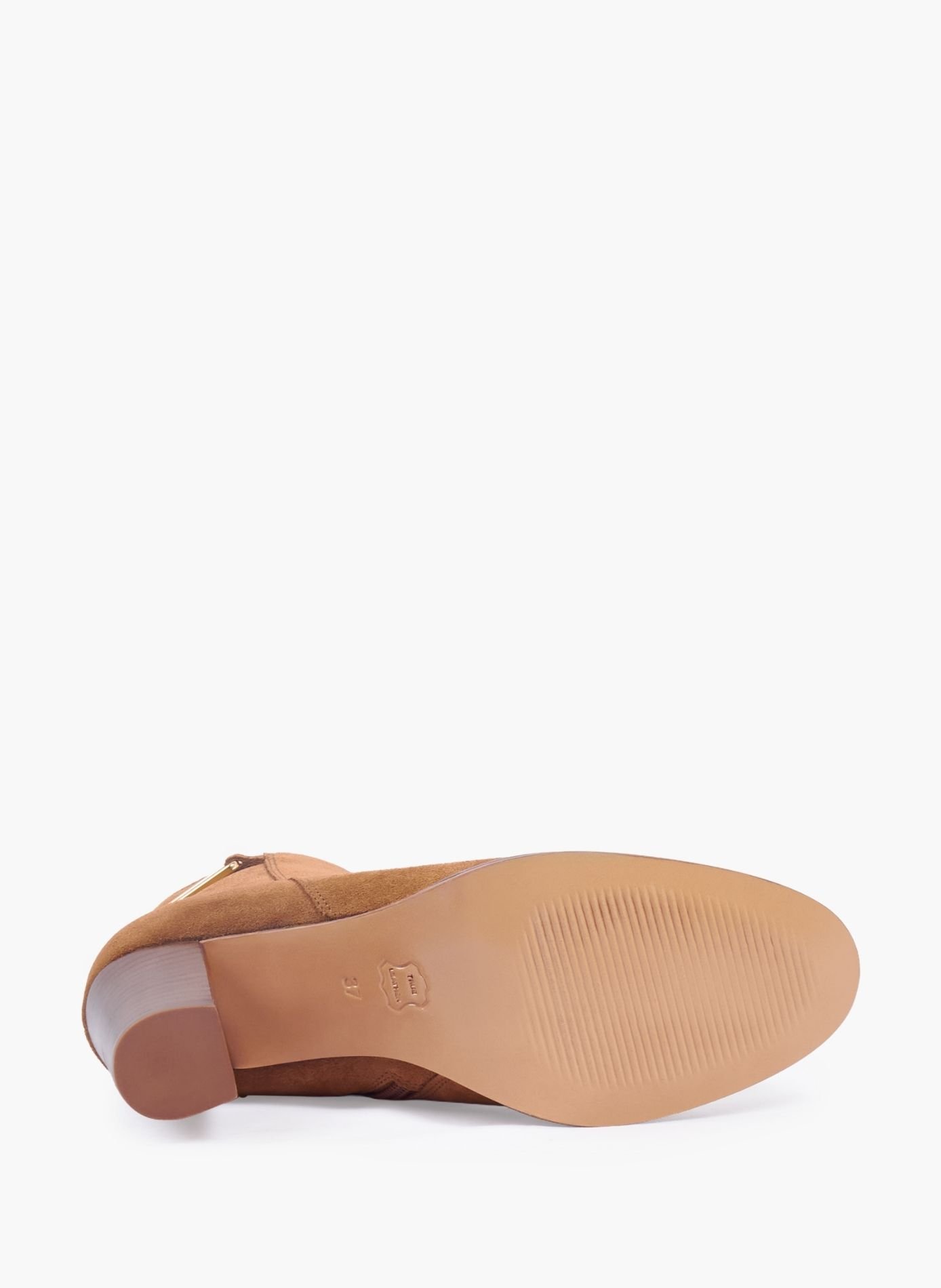 Bottines bijoux talon zélie cuir daim JULES & JENN Marron