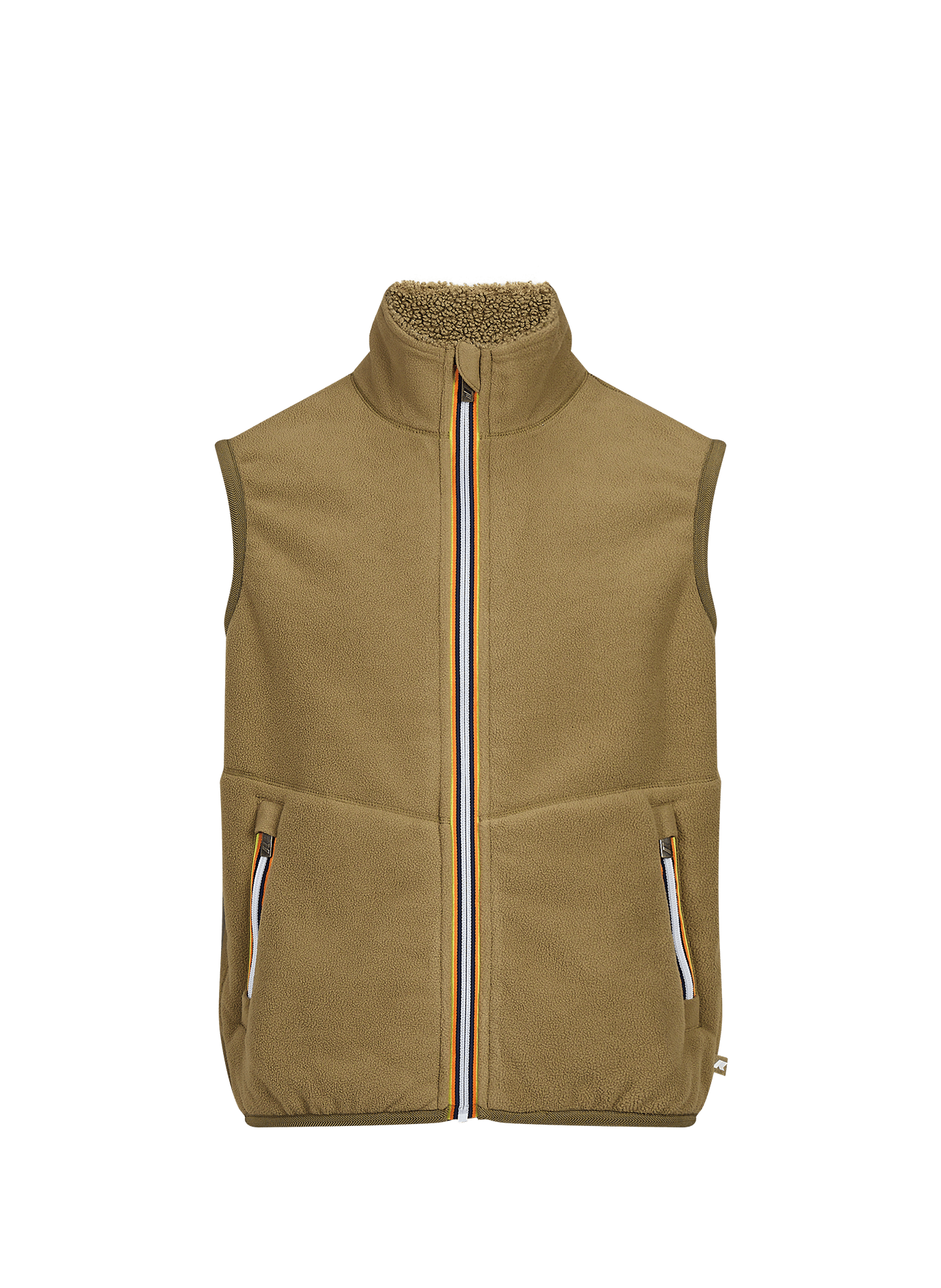 Mouwloos sherpa vest met opstaande kraag K-WAY Kaki