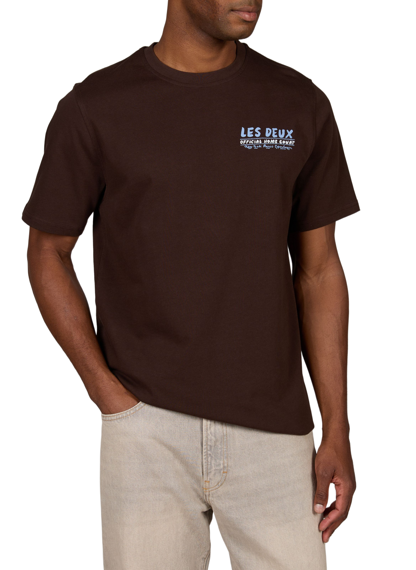 Recht T-shirt van katoen. LES DEUX Bruin