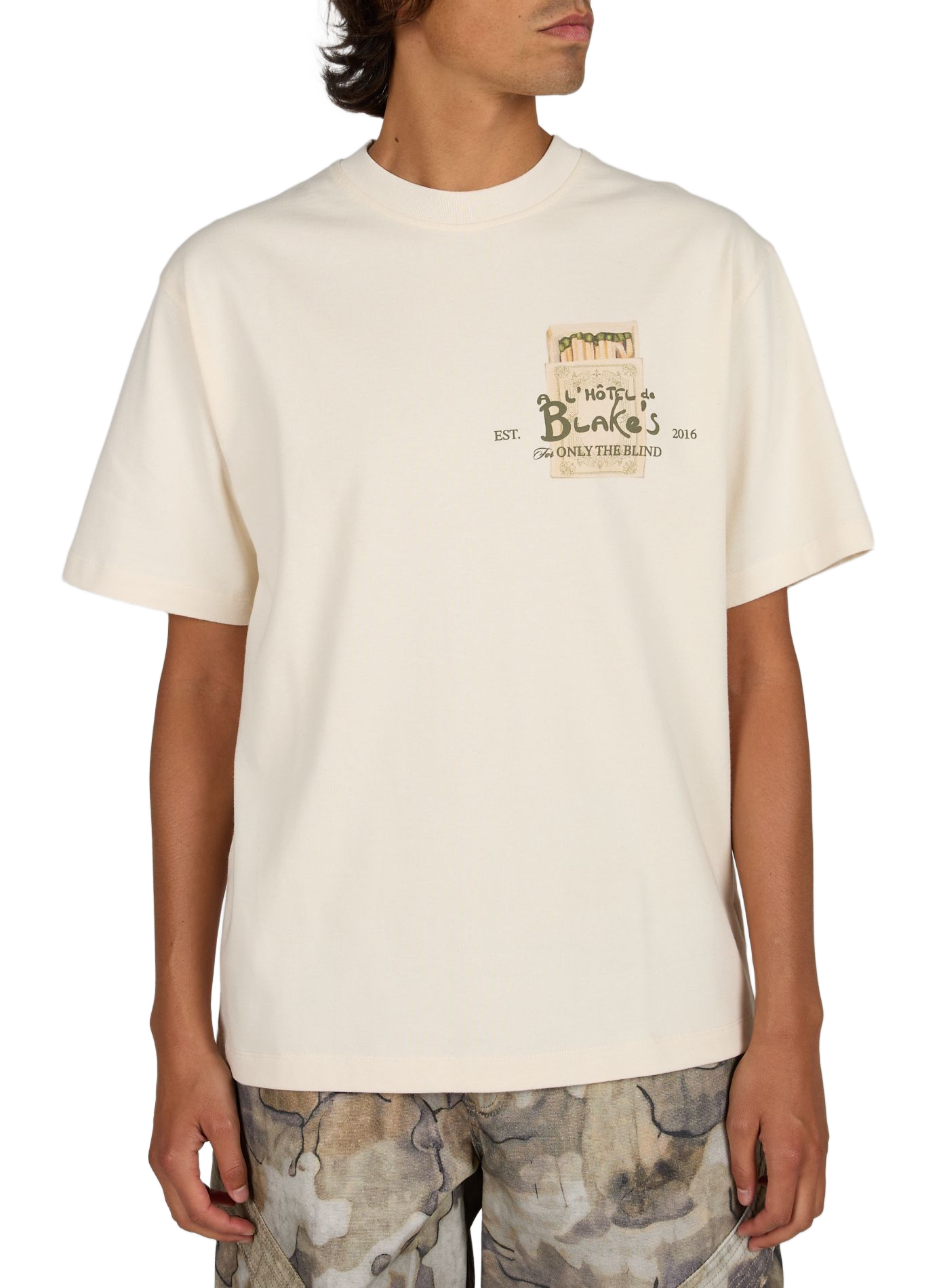 Printed cotton T-shirt ONLY THE BLIND Beige