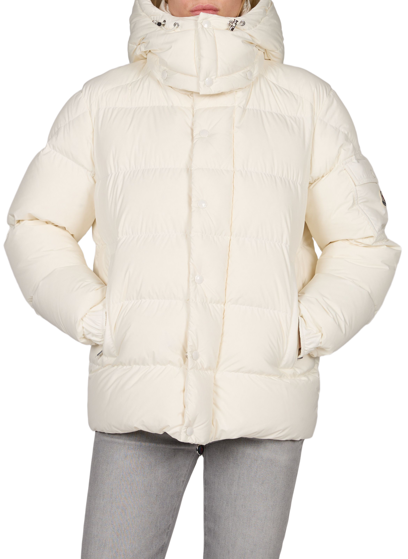 Piumino con cappuccio staccabile Maya 70 MONCLER Bianco