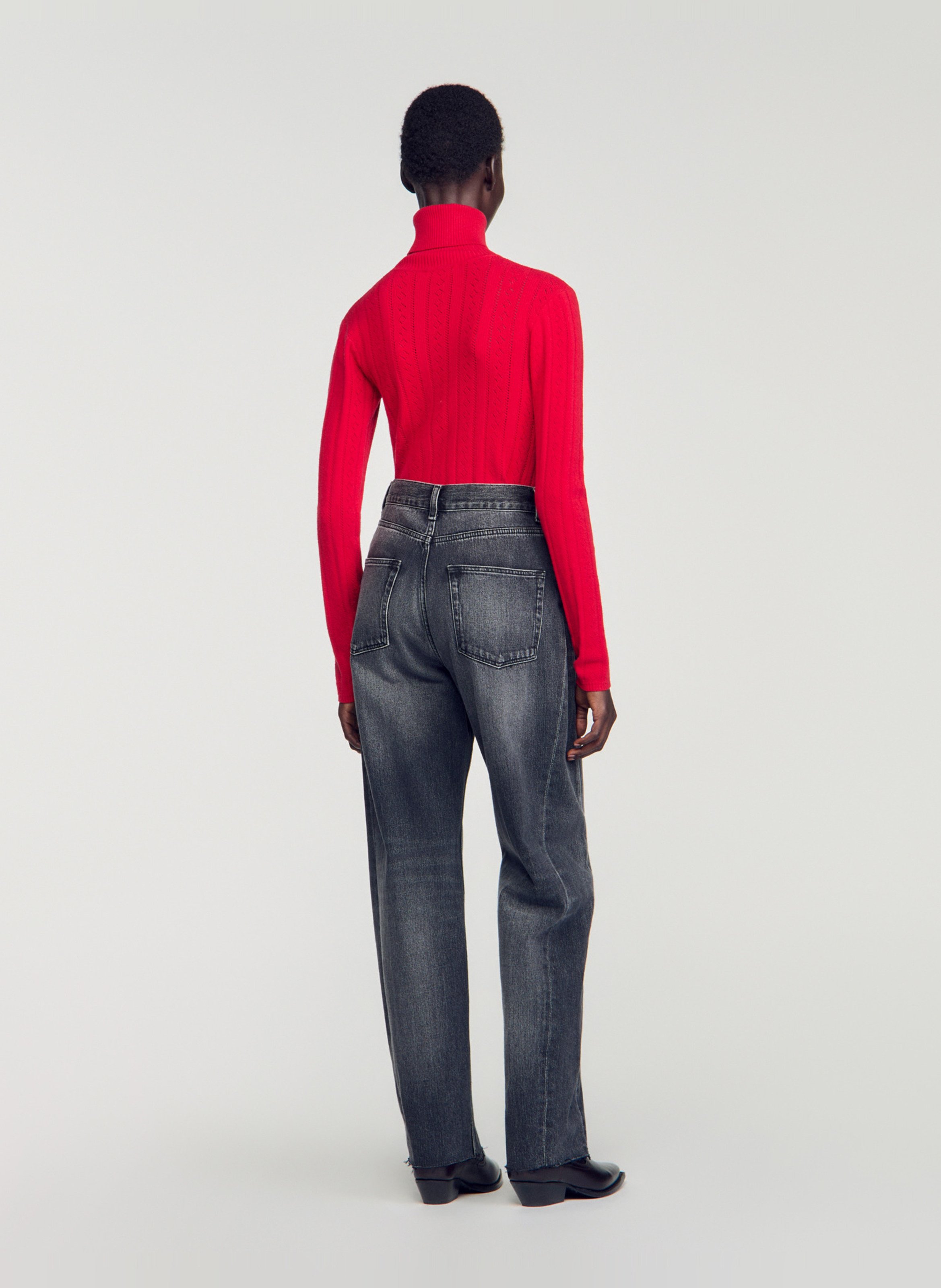 Jean droit large uni SANDRO Gris