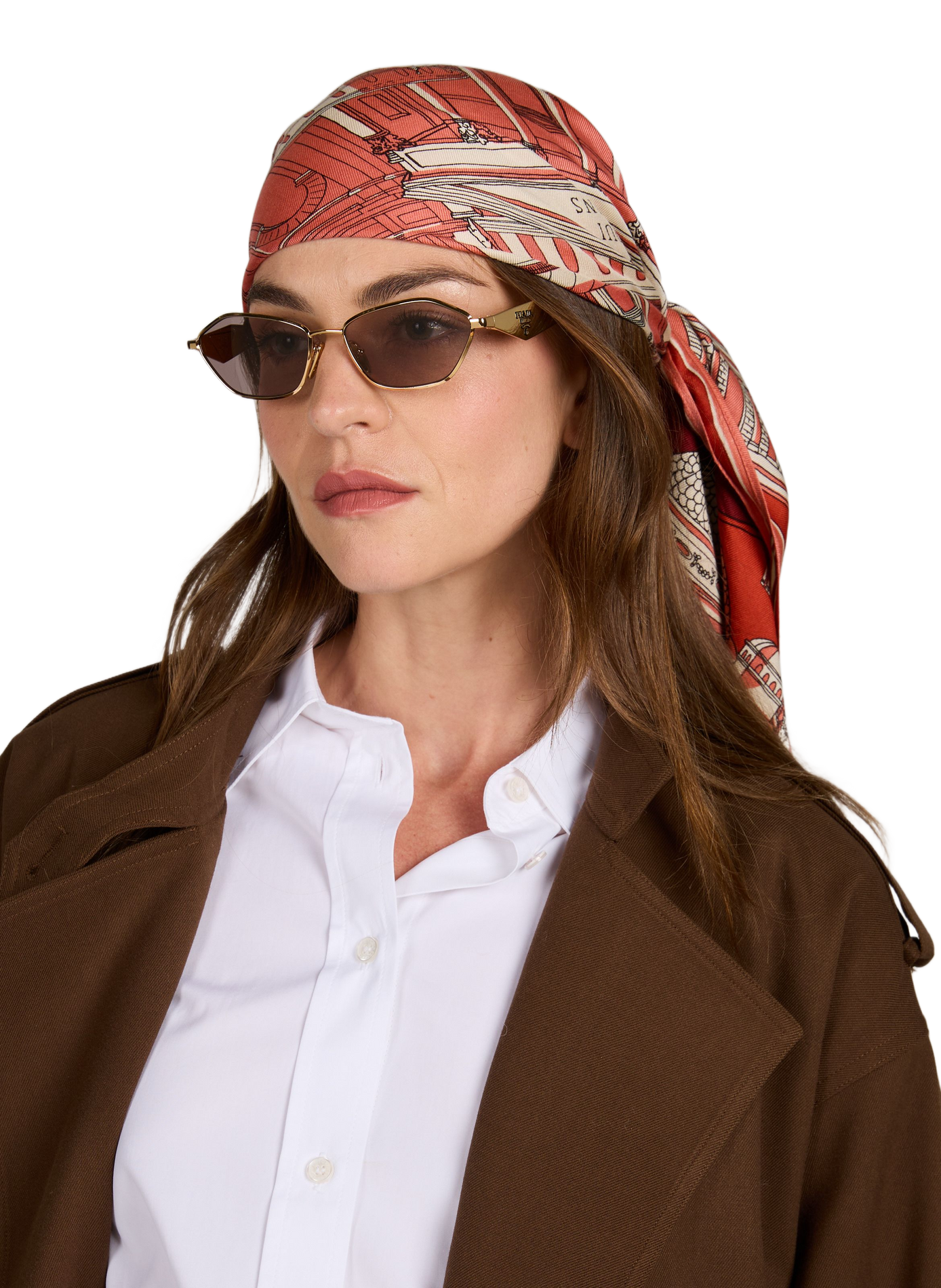 Printed silk blend ROMA scarf INOUI EDITIONS Red