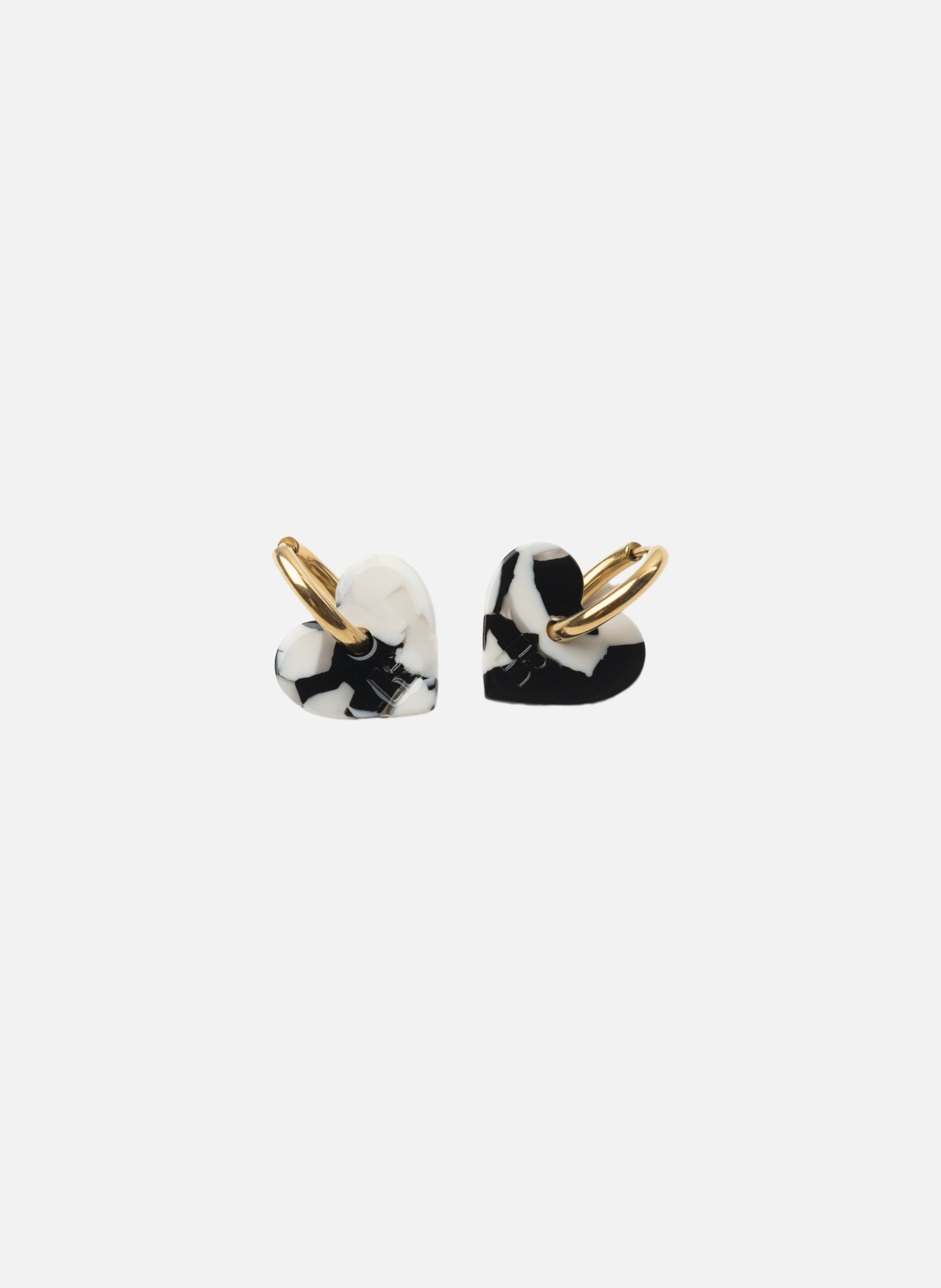 Boucles d'oreilles lova lova avec anneaux en acier inoxydable doré  Noir et blanc