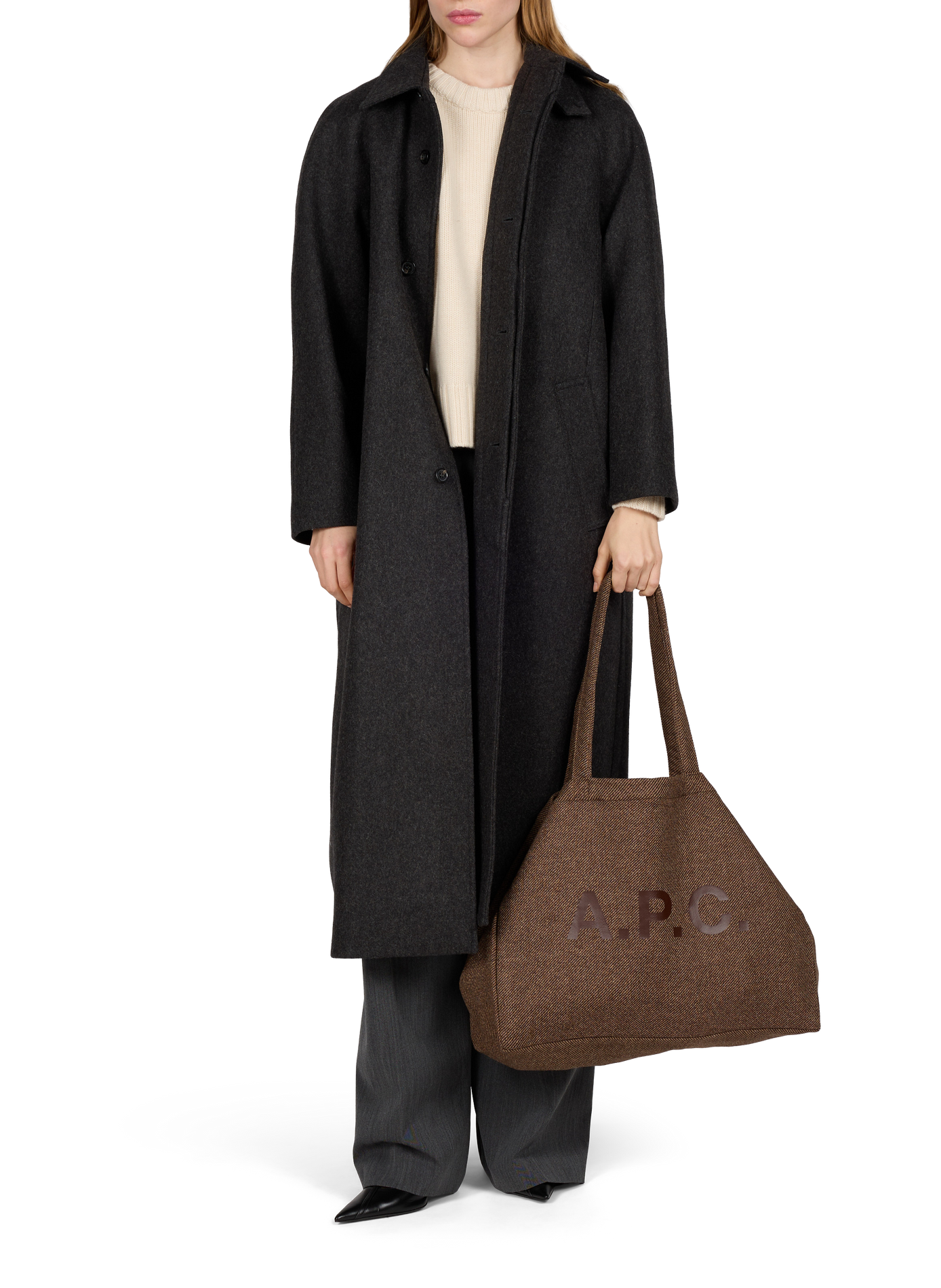 Long Gaia coat in a wool blend A.P.C. Grey