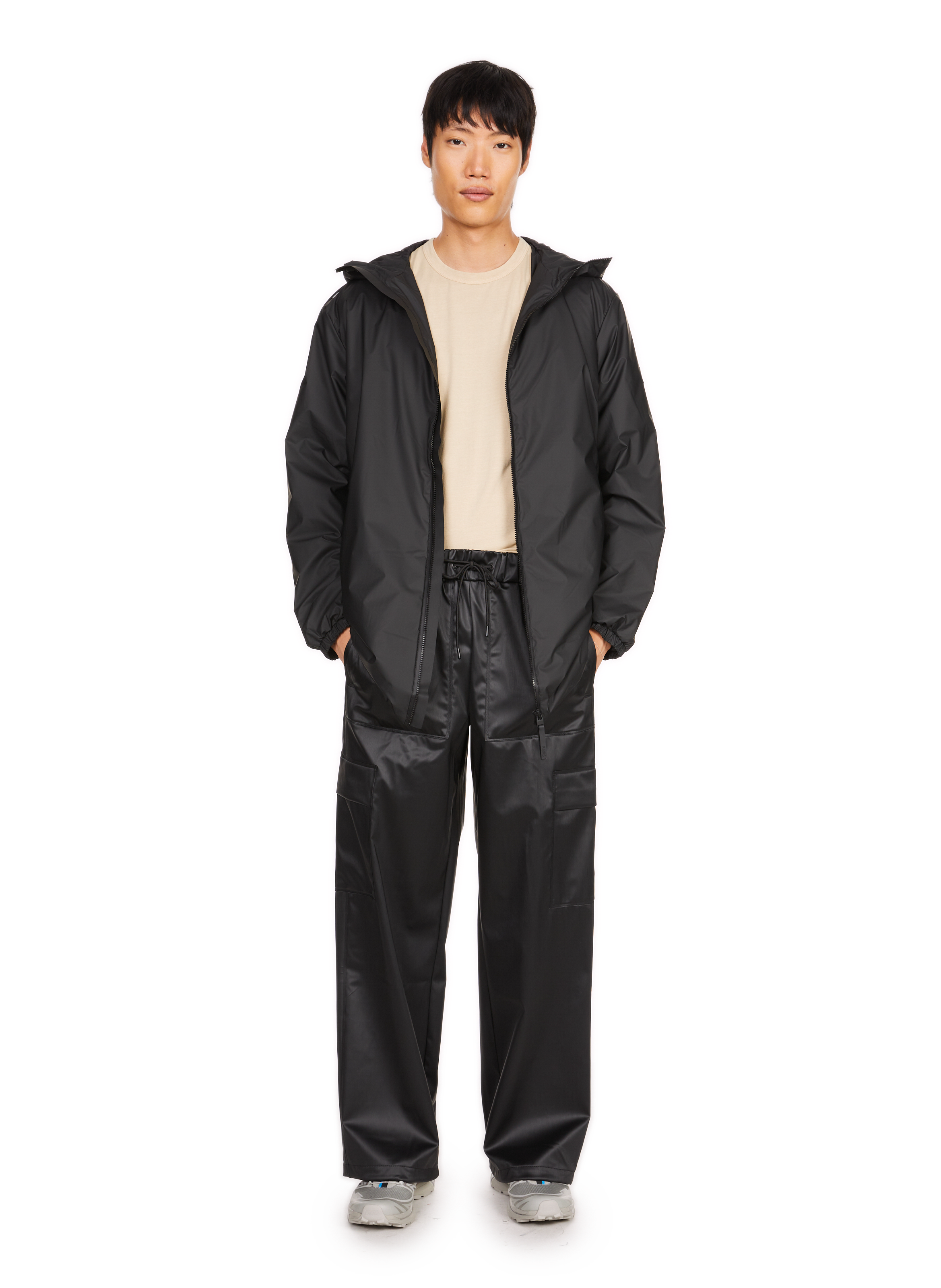 Imperméable uni à capuche RAINS Noir