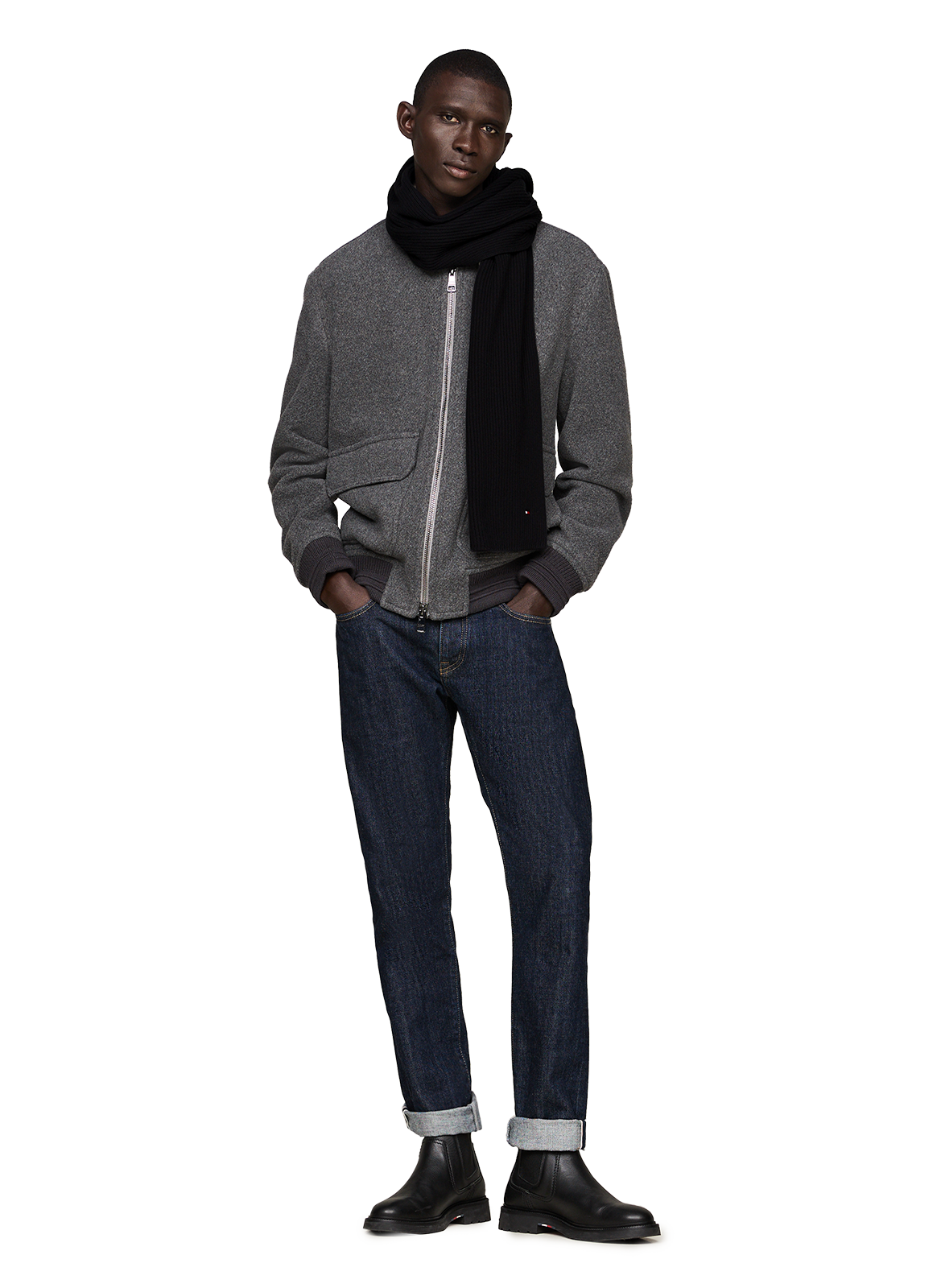 Cotton scarf TOMMY HILFIGER Black