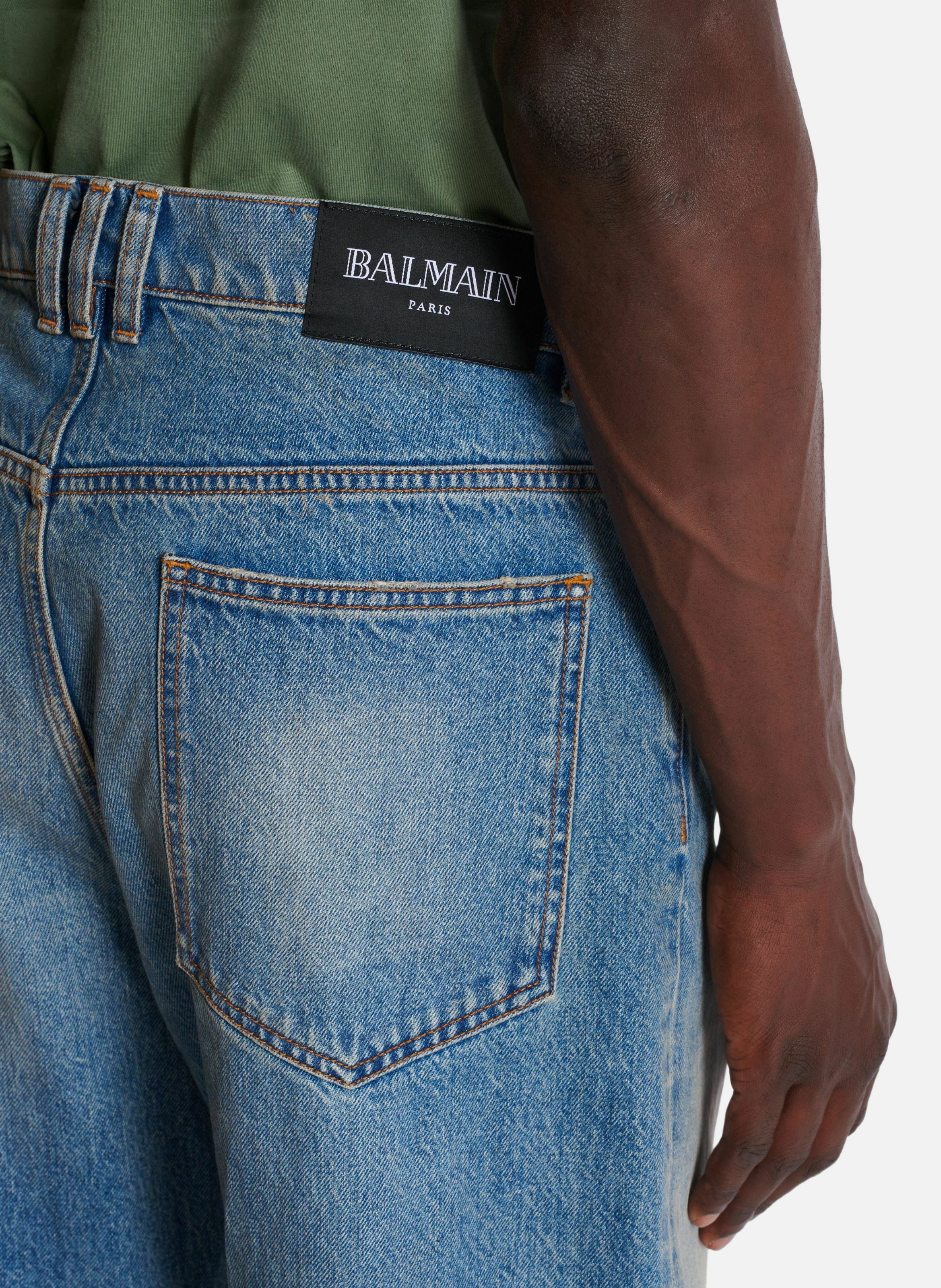 Jean loose en denim blue wash BALMAIN Bleu