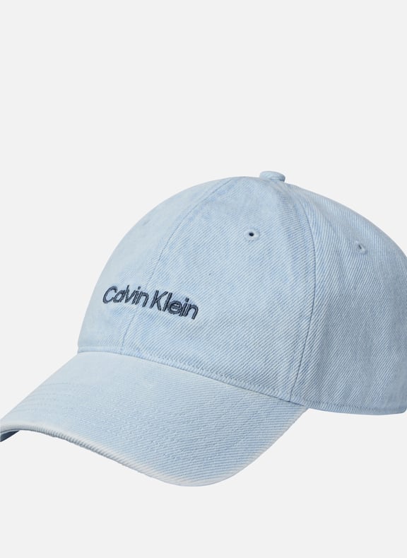 Embroidered Logo Denim Cap Blue by CALVIN KLEIN CALVIN KLEIN Embroidered Logo Denim Cap Blue