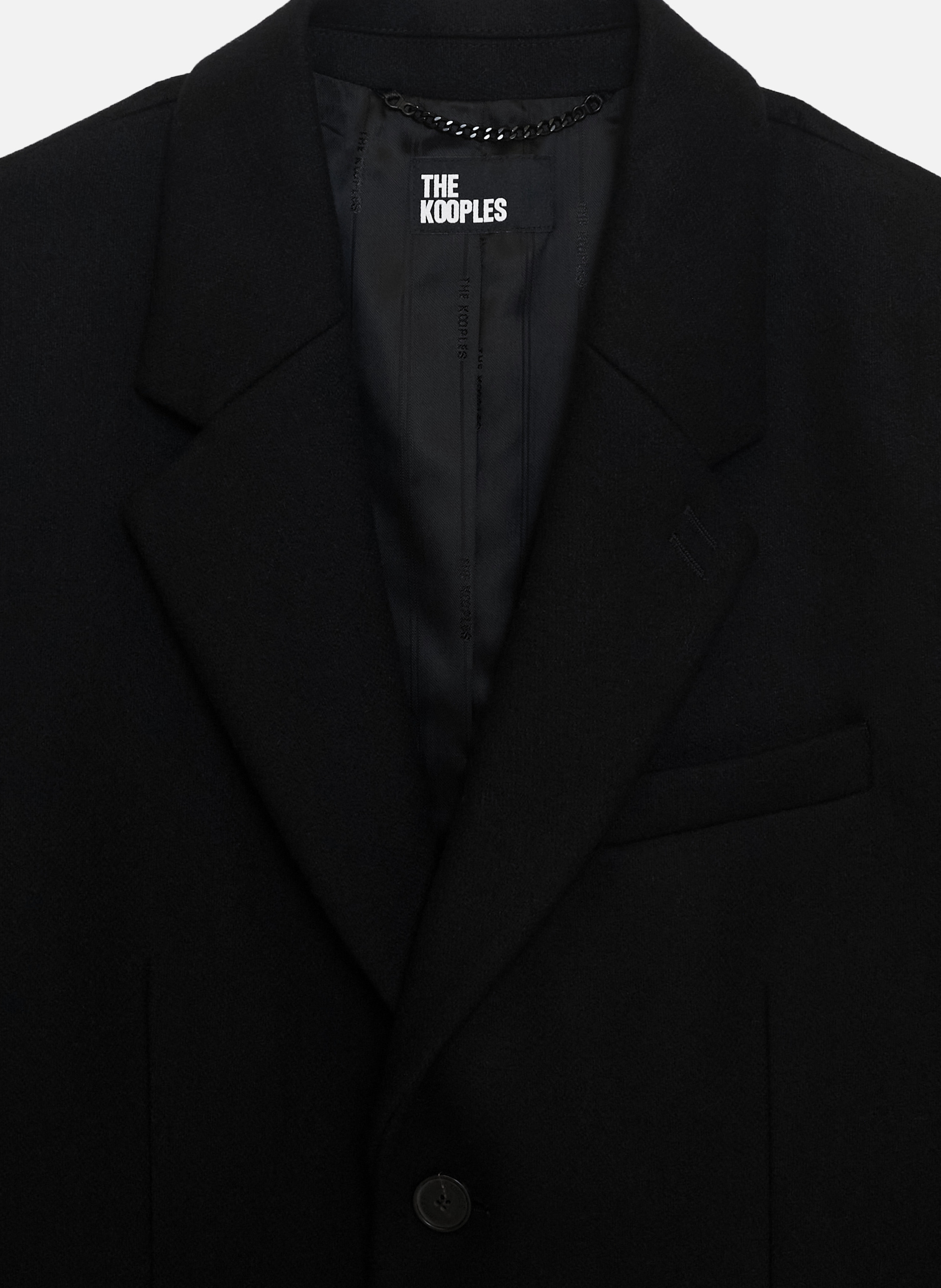 Manteau col revers cuir THE KOOPLES Noir