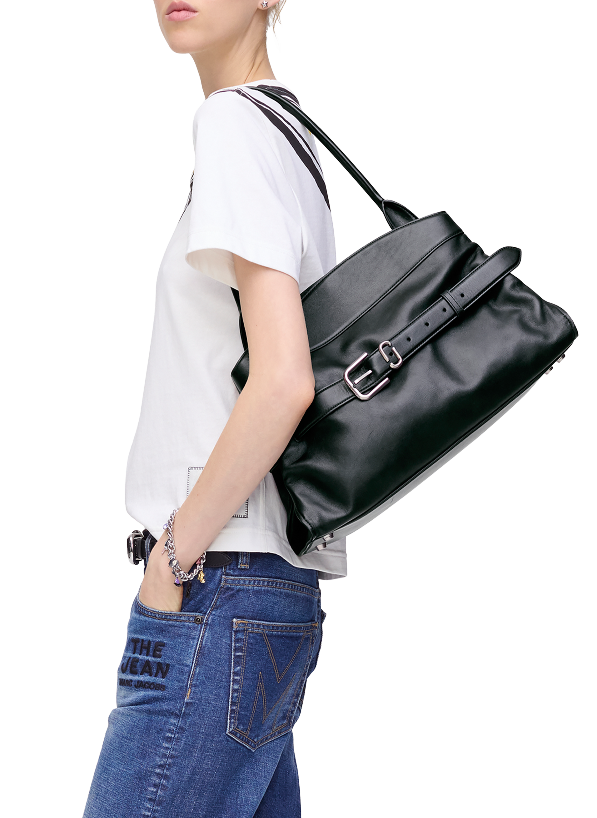 Sac épaule Dakota Satchel en cuir de vache MARC JACOBS Noir