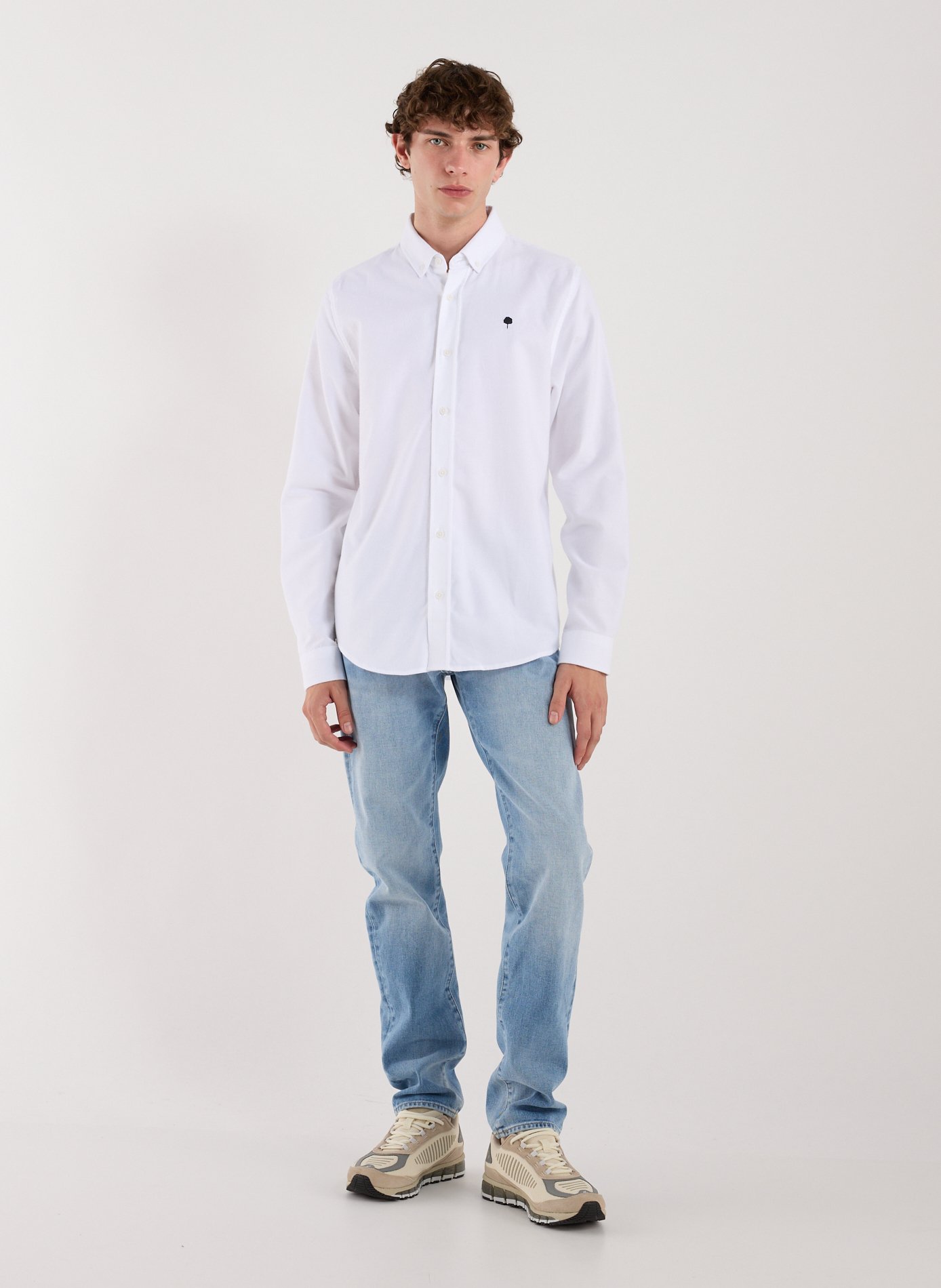 Solid cotton American collar shirt FAGUO White