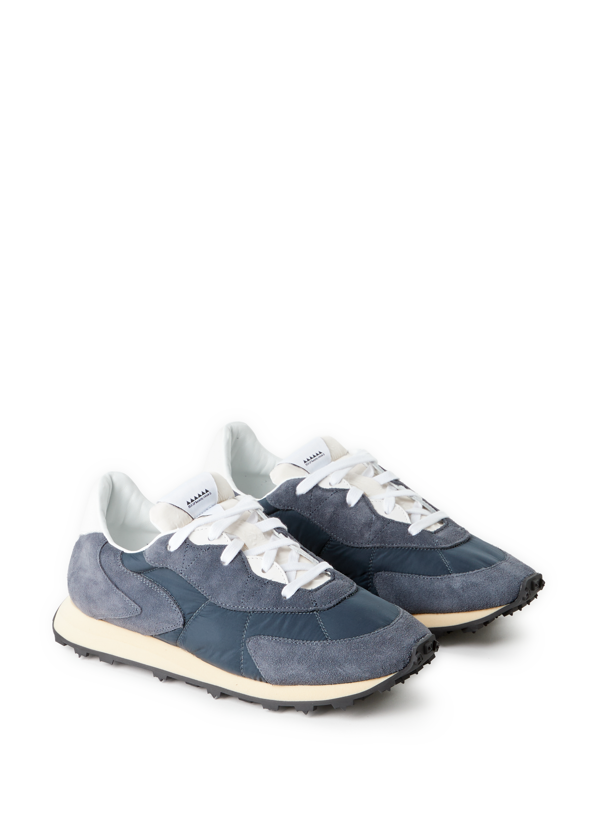 Serrated leather mixed sneakers RUN OF Blue