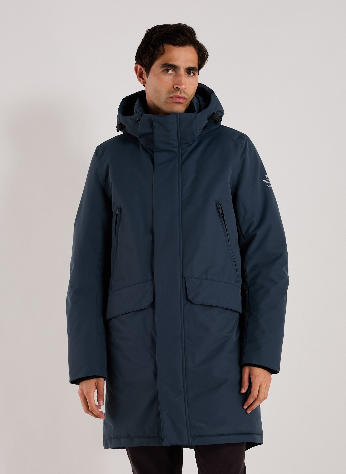 ECOALF Straight parka with removable hood Blue
