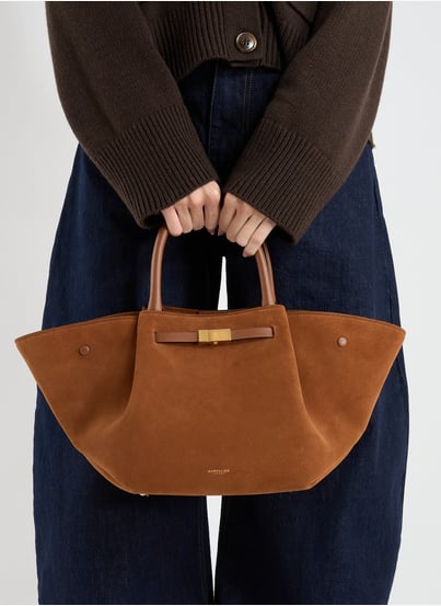 Sac à main Midi New York en cuir et coton