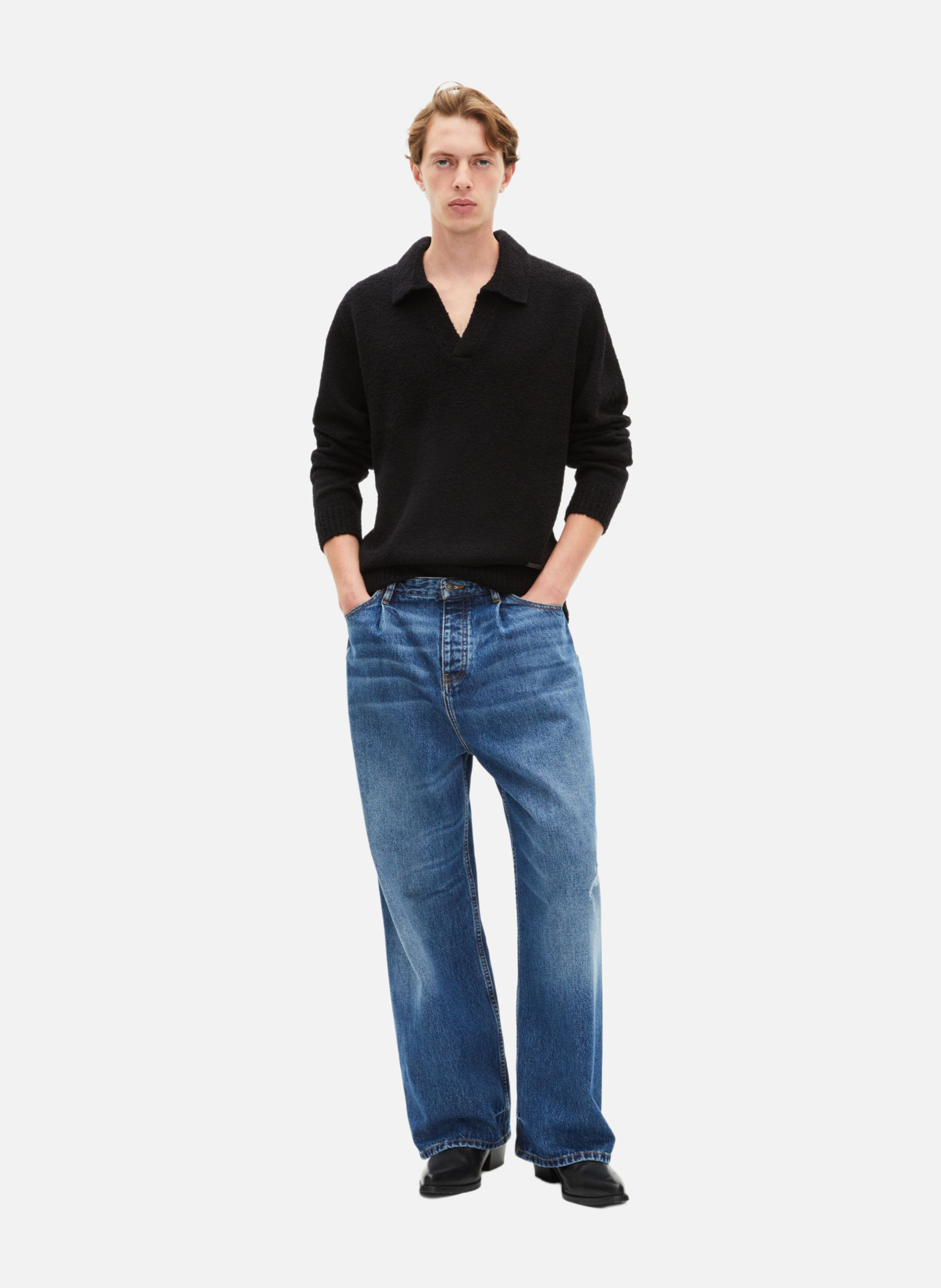 Pull col tunisien en laine THE KOOPLES Noir