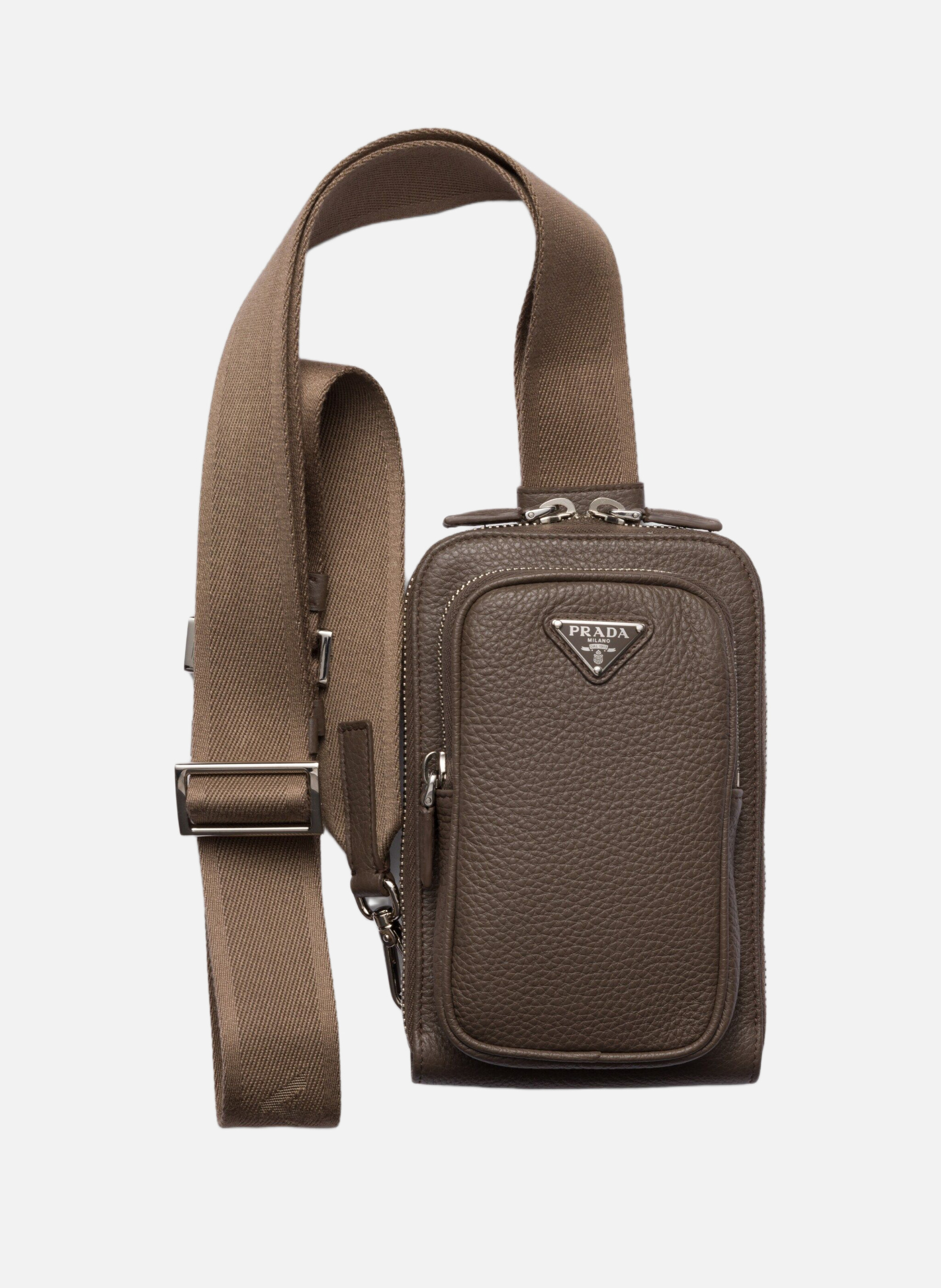 Étui pour smartphone en cuir PRADA Gris