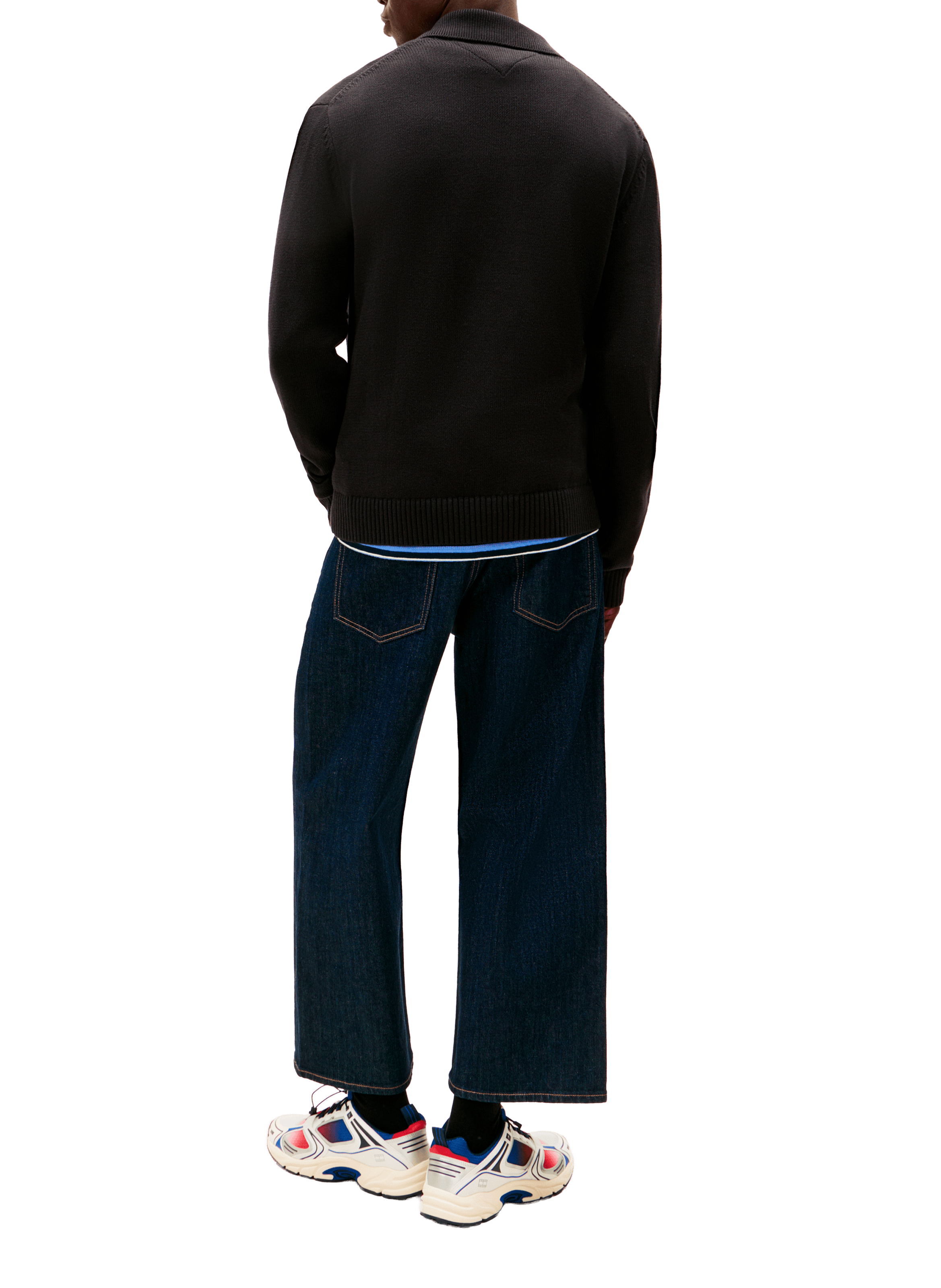 Cotton polo sweater with buttoned collar TOMMY HILFIGER Black