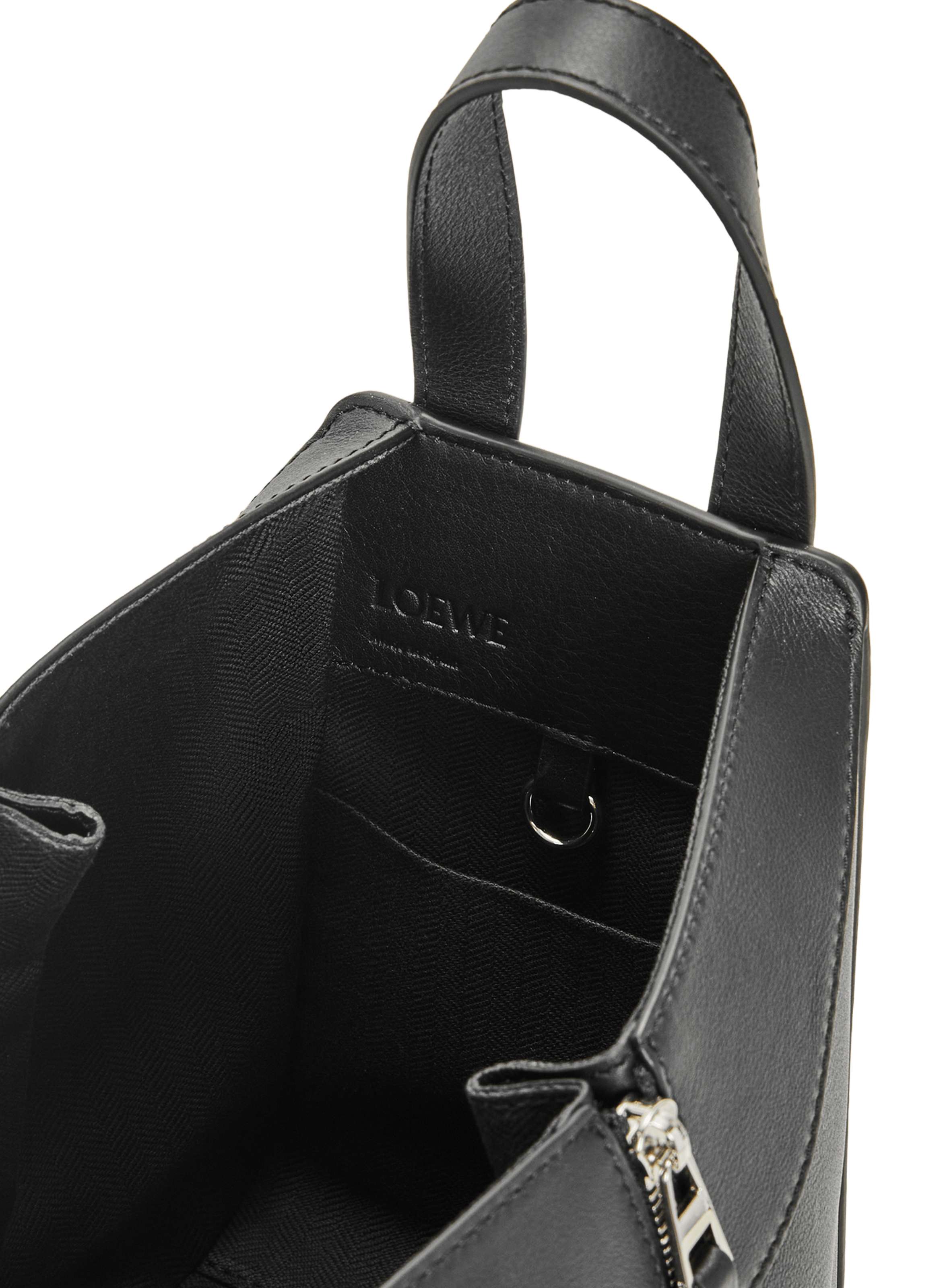 Sac Hammock Compact en cuir de veau classique LOEWE Noir