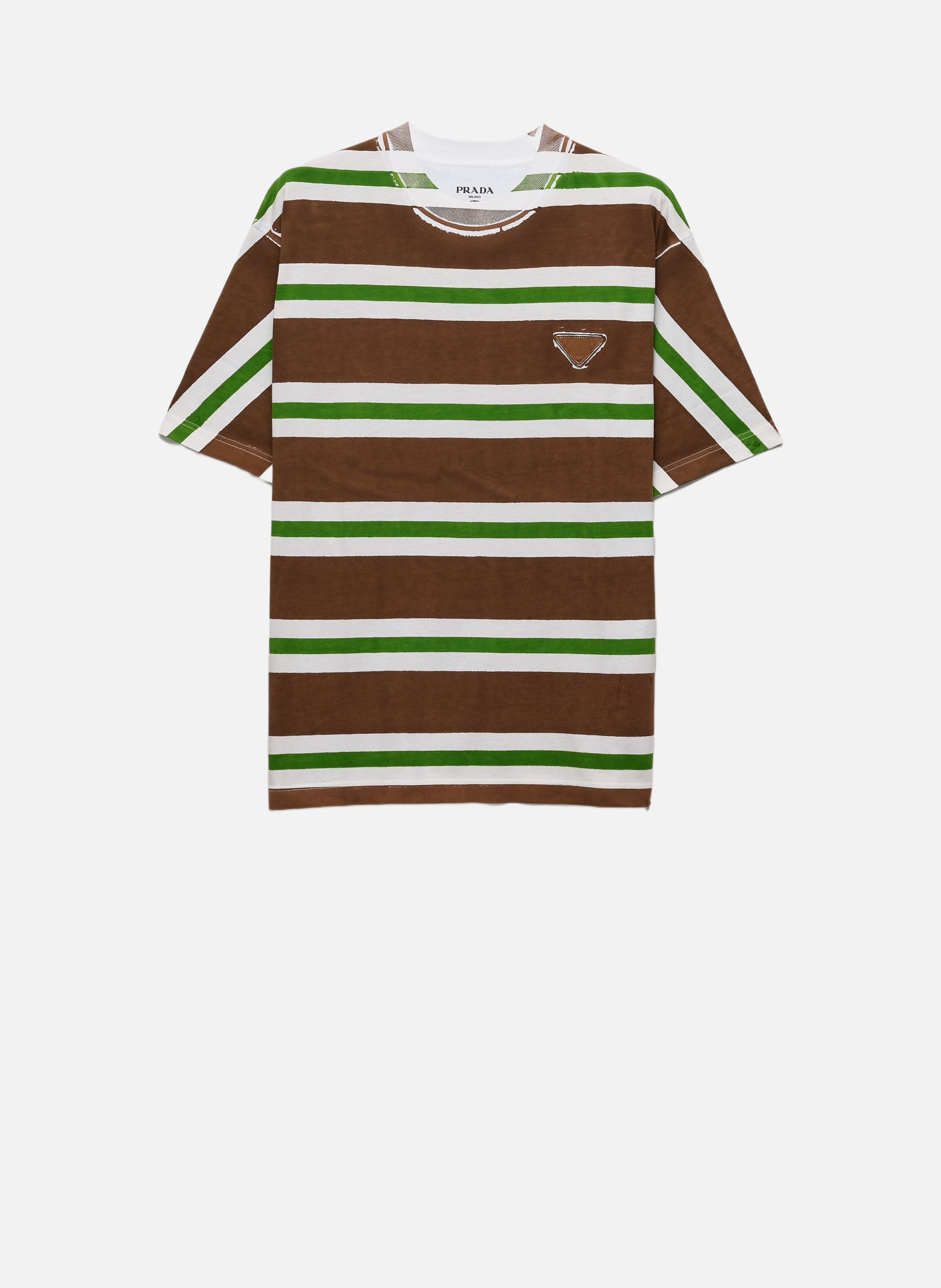 T-shirt en coton imprimé PRADA Marron