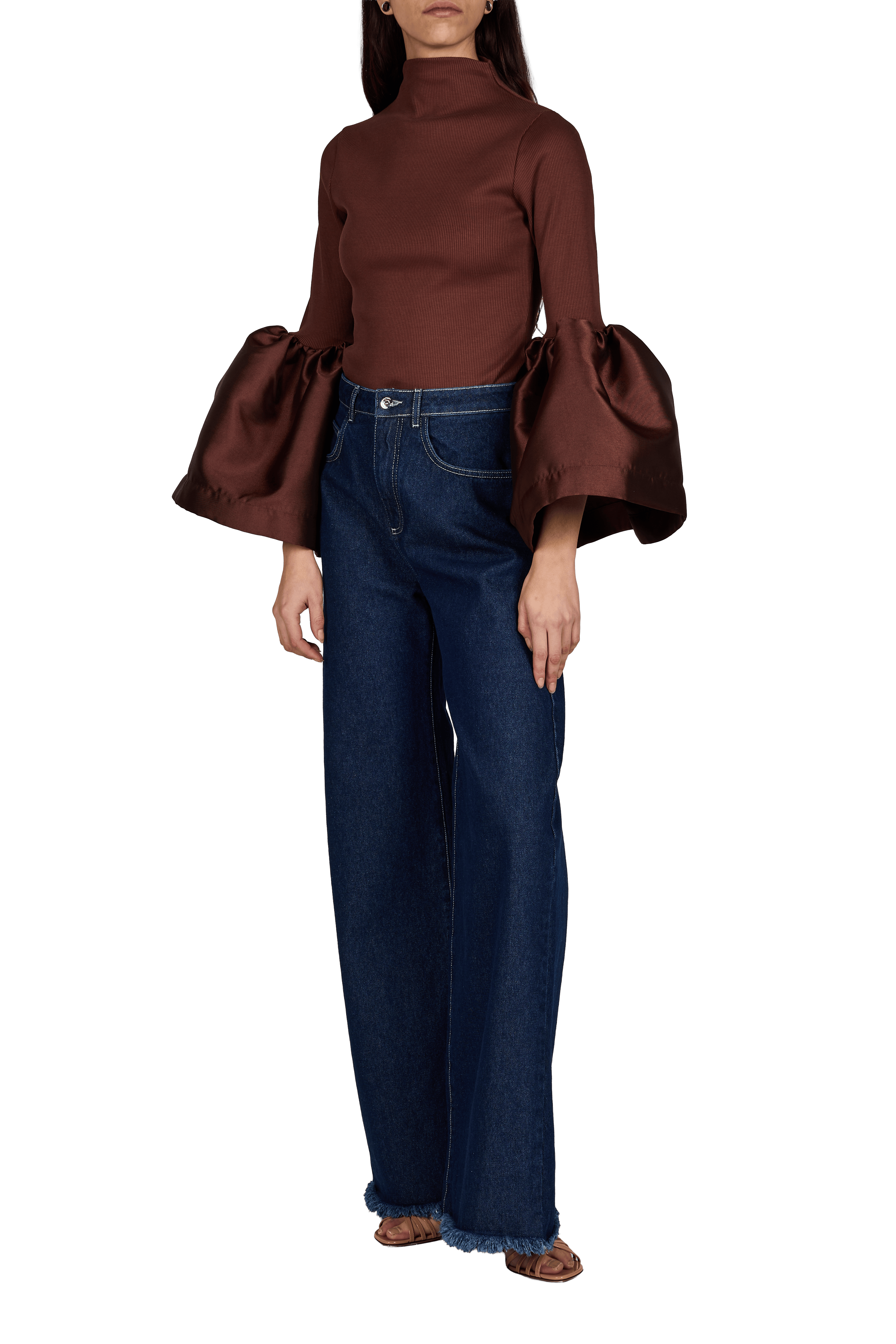 Jean large effiloché en coton MARQUES ALMEIDA Bleu