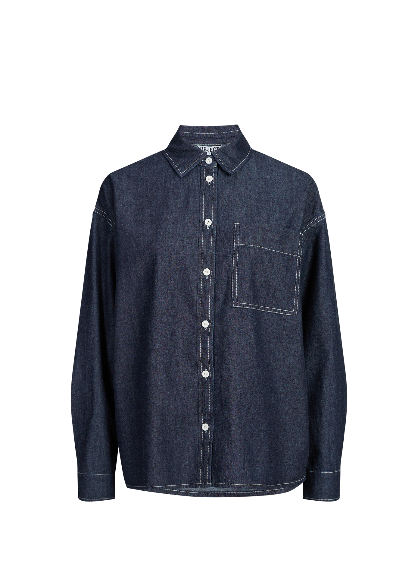 Denim shirt with stitching OBJECT Blue