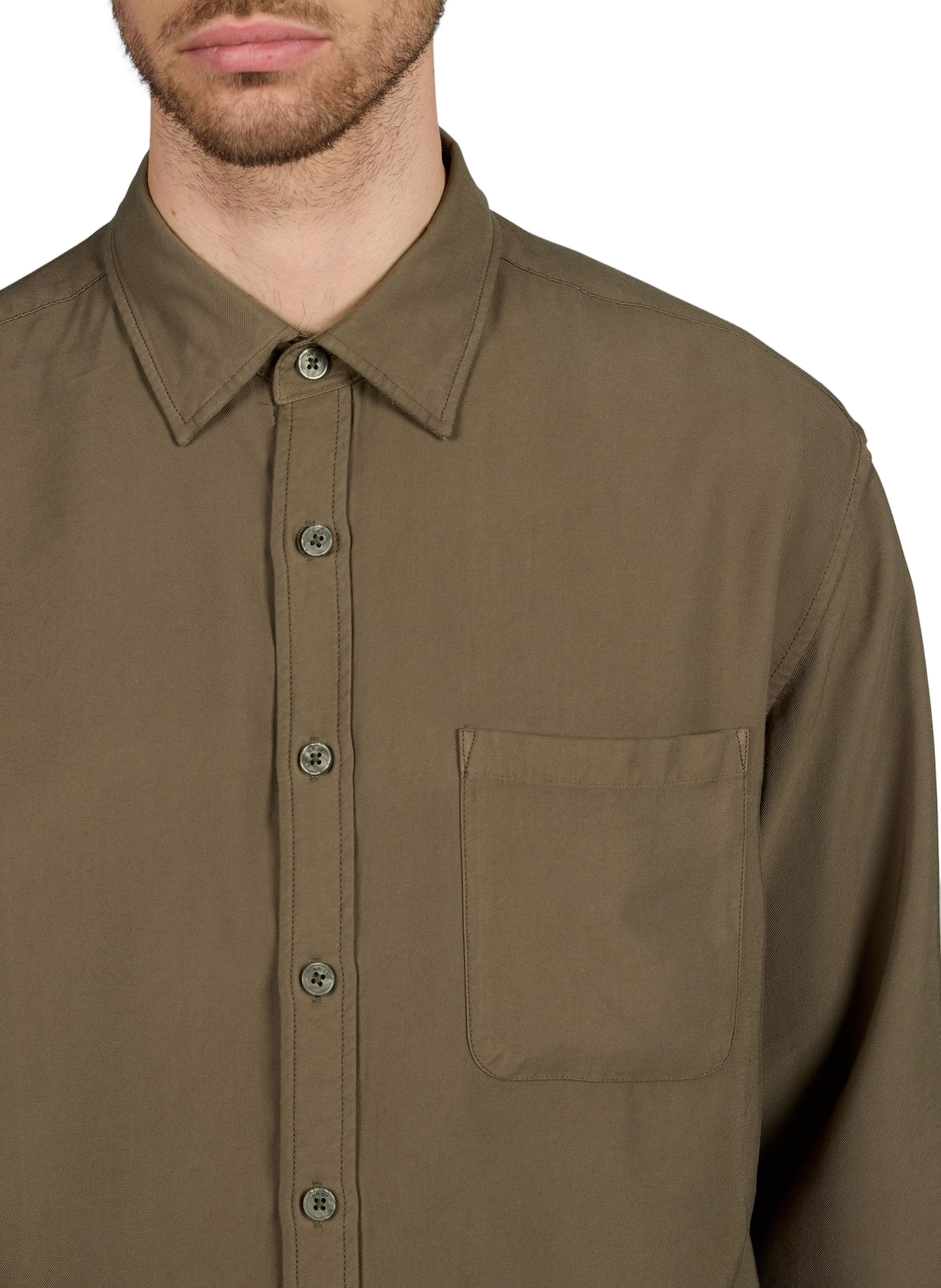 Solid shirt with classic collar NN.07 Khaki