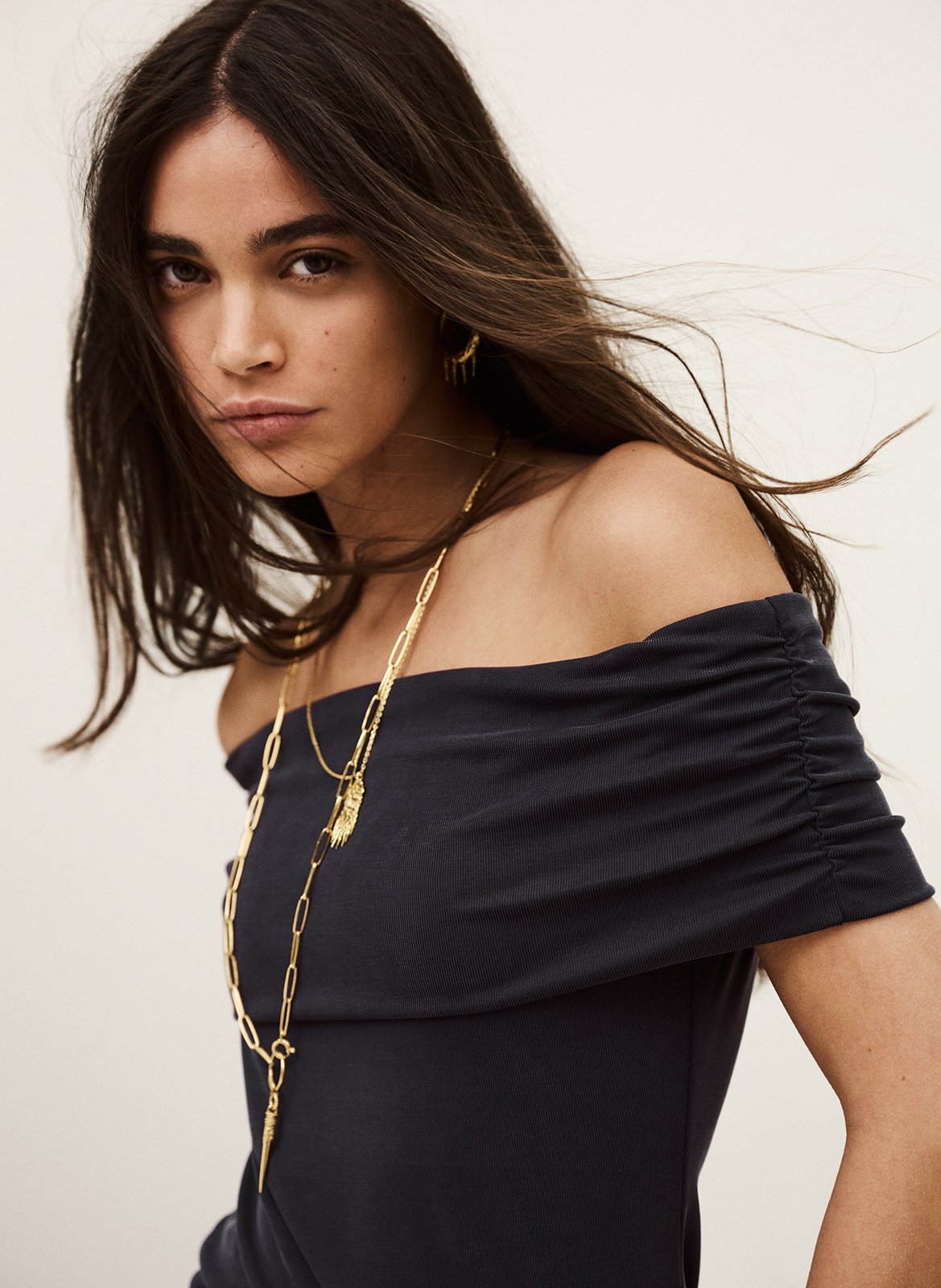 Tee-shirt col bardot bene BA&SH Bleu