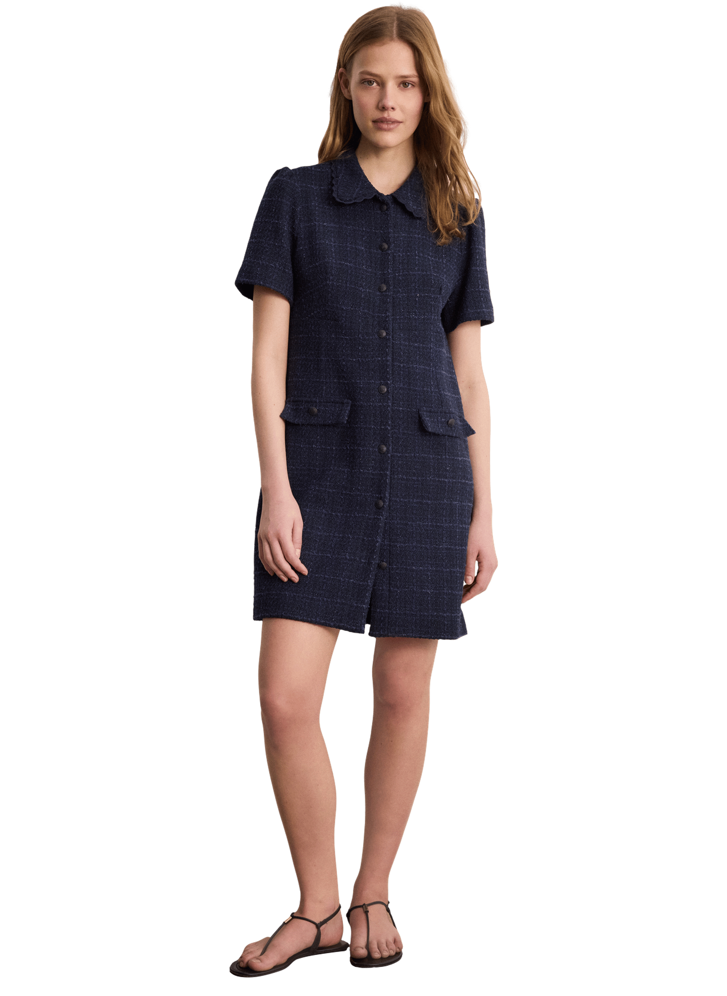 Robe courte en tweed à lurex - ludivine PABLO Bleu